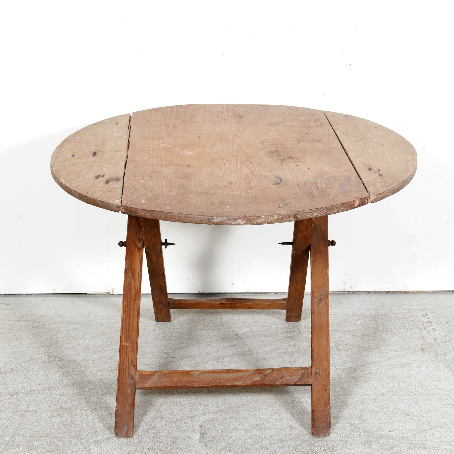 19th Century Rustic French Pine Campaign or Coach Folding Table