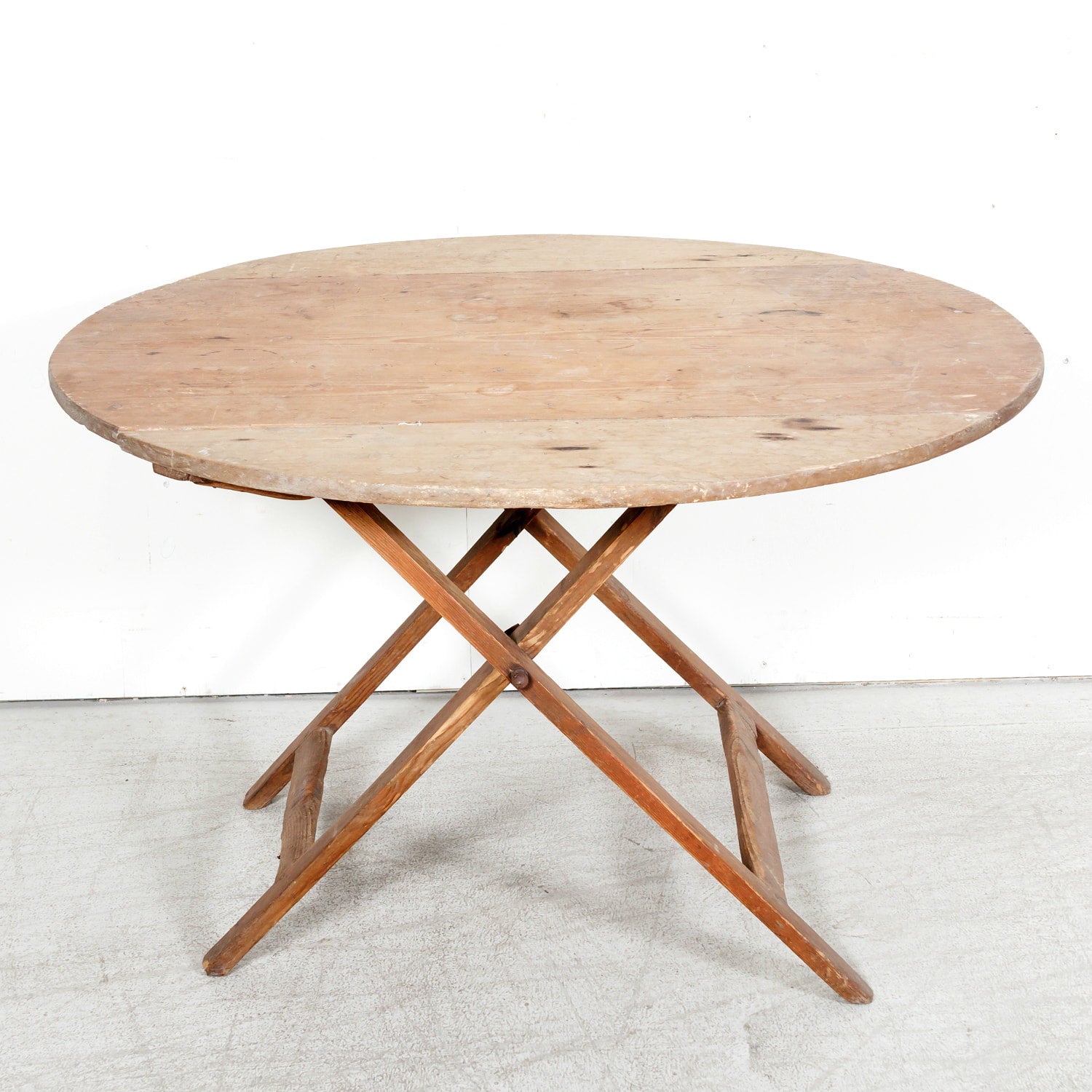 19th Century Rustic French Pine Campaign or Coach Folding Table