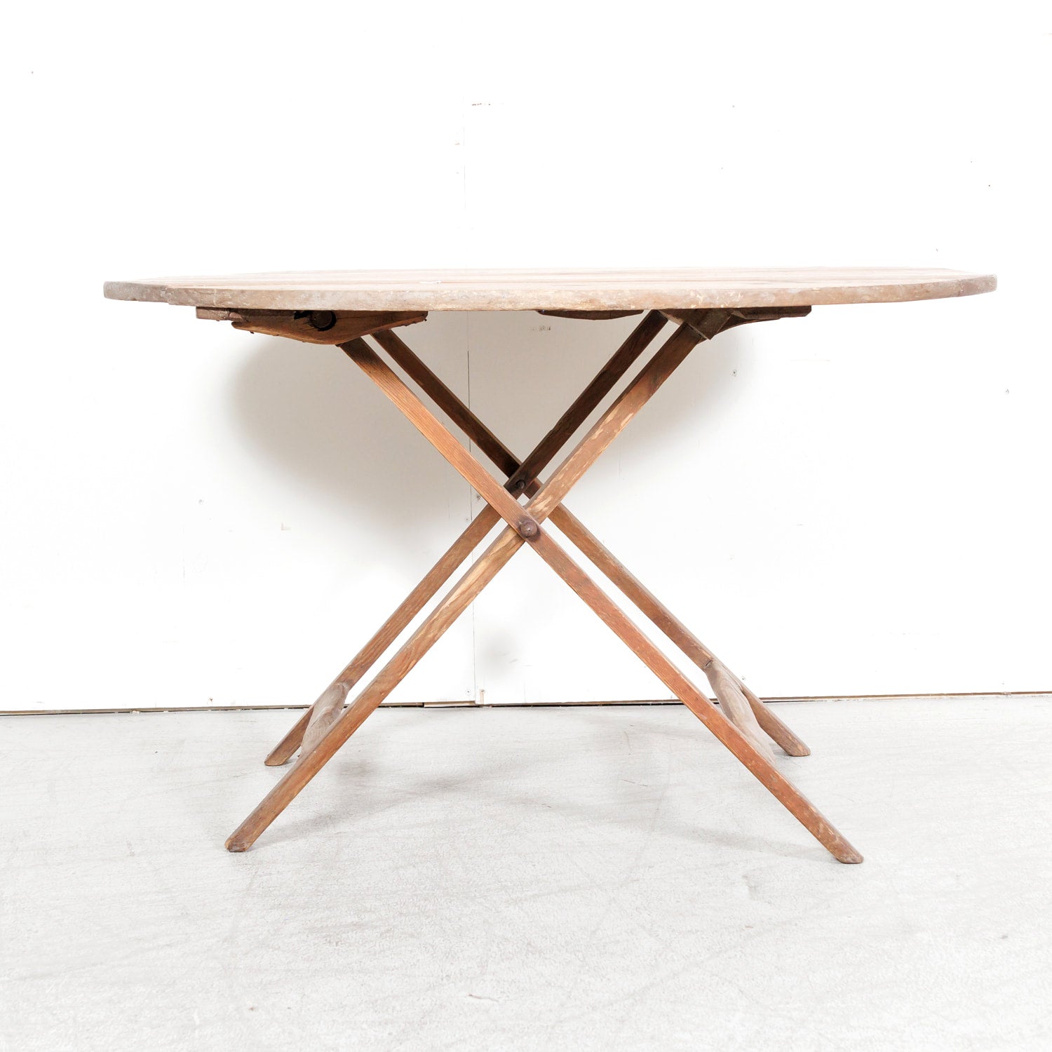 19th Century Rustic French Pine Campaign or Coach Folding Table