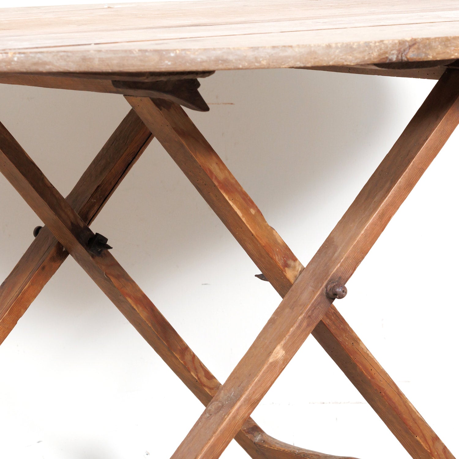 19th Century Rustic French Pine Campaign or Coach Folding Table