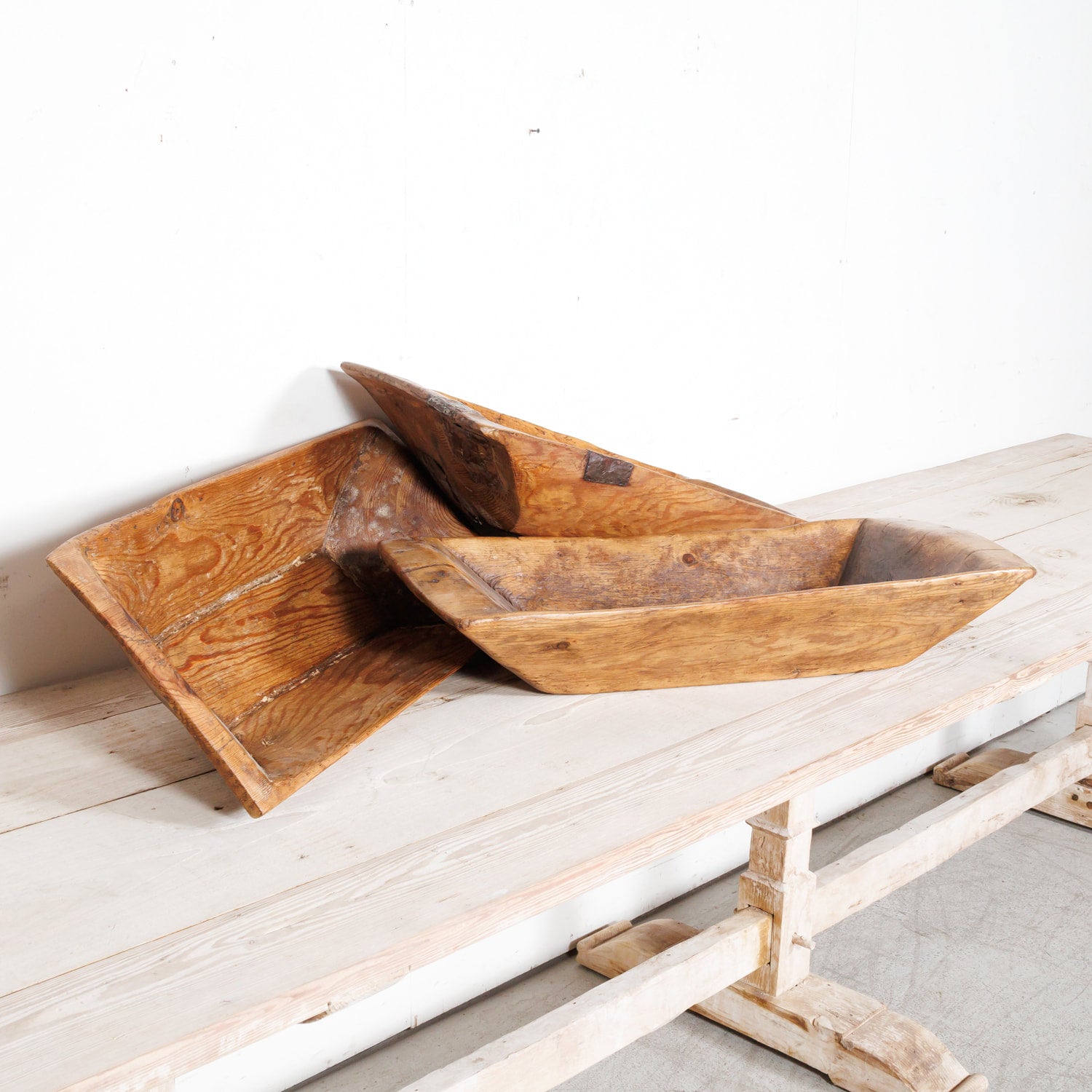 19th Century Rustic French Carved Wood Dough Bowl