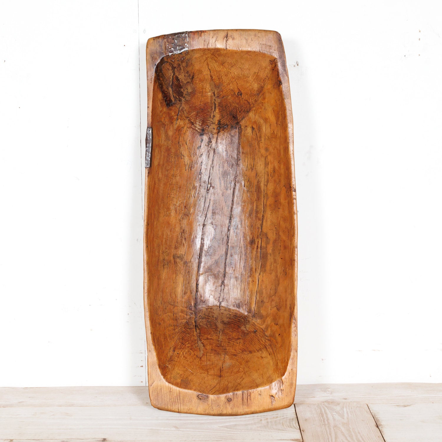 Large Rustic 19th Century French Carved Wood Dough Bowl