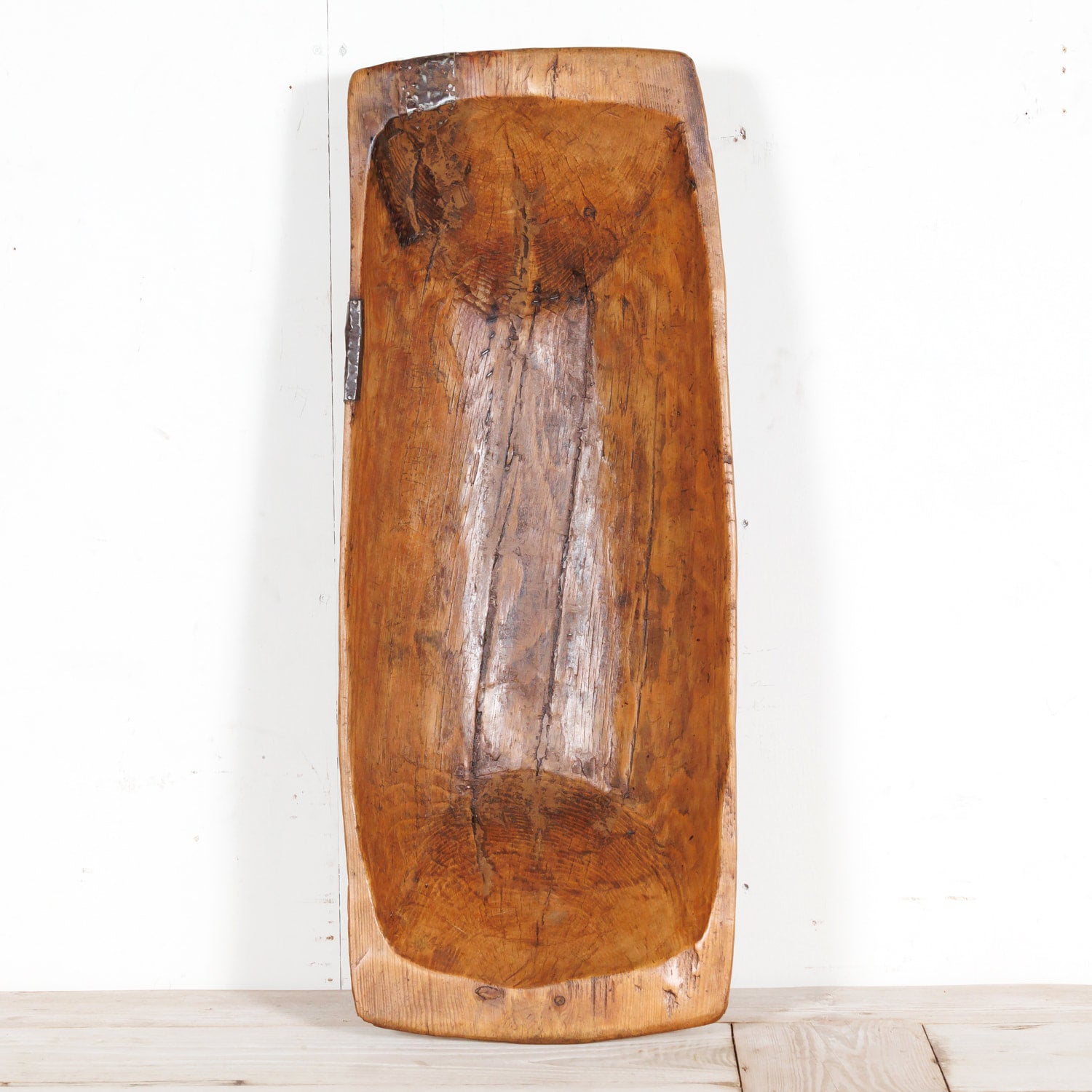 Large Rustic 19th Century French Carved Wood Dough Bowl