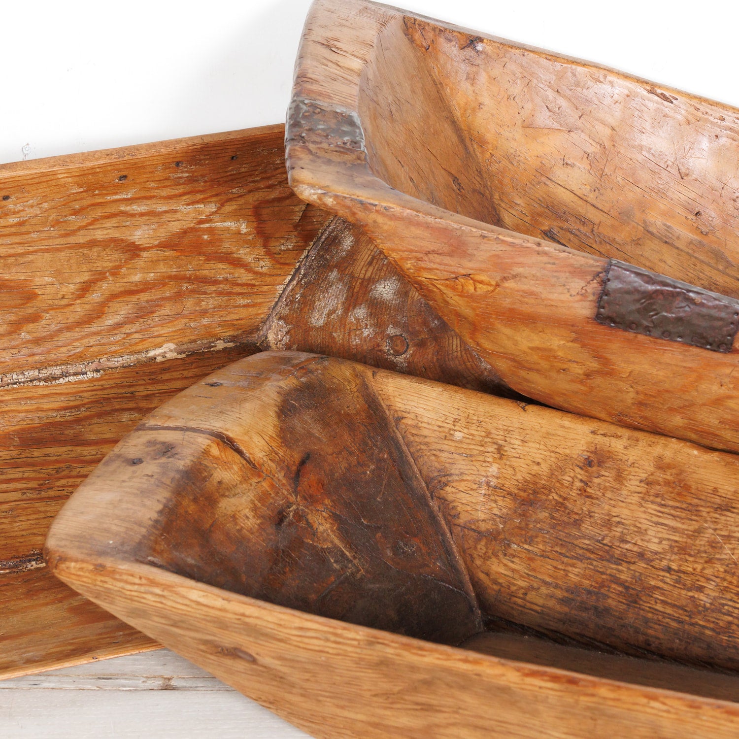 Large Rustic 19th Century French Carved Wood Dough Bowl