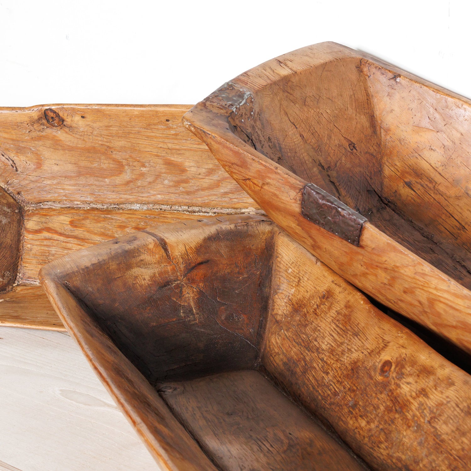 Large Rustic 19th Century French Carved Wood Dough Bowl