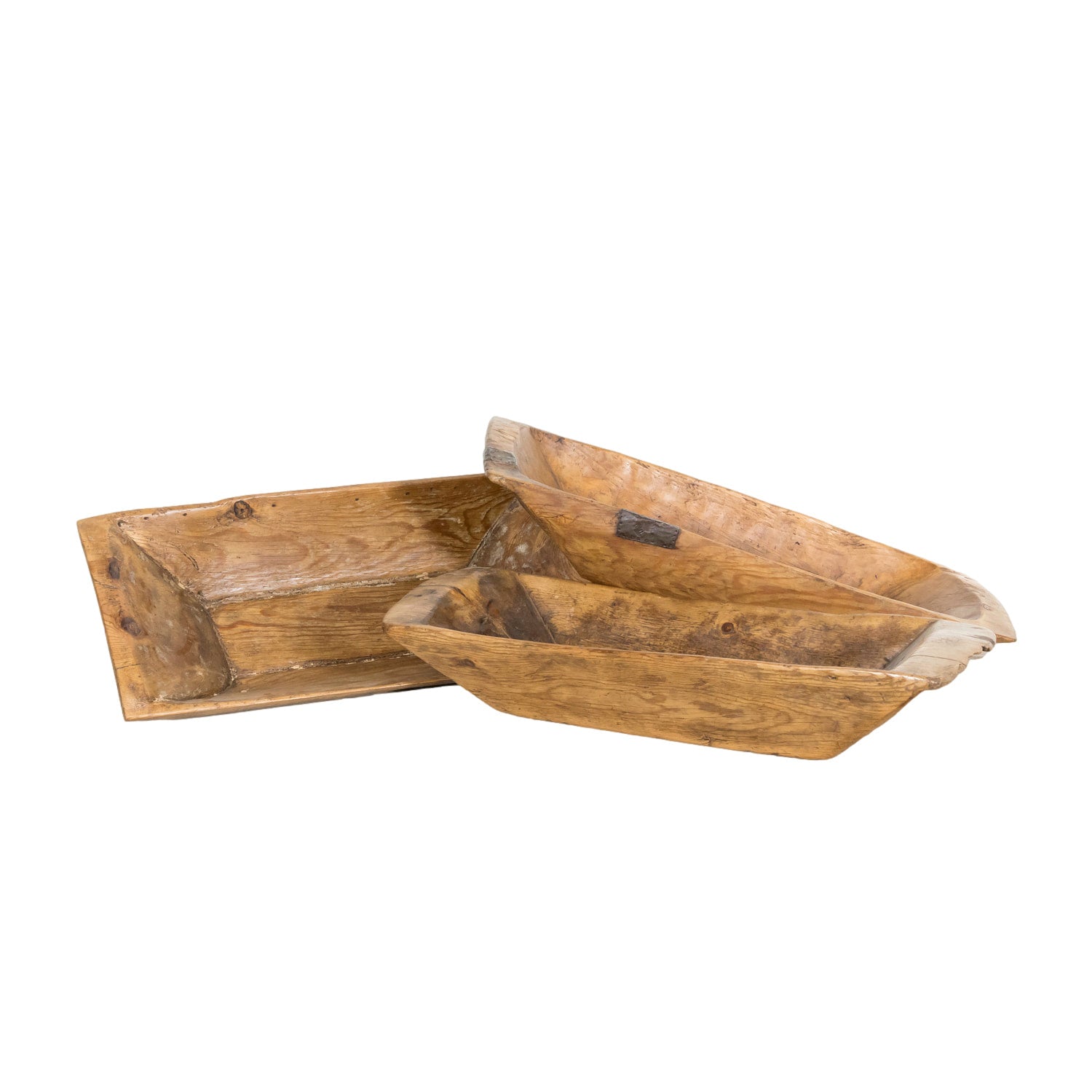 Large Rustic 19th Century French Carved Wood Dough Bowl