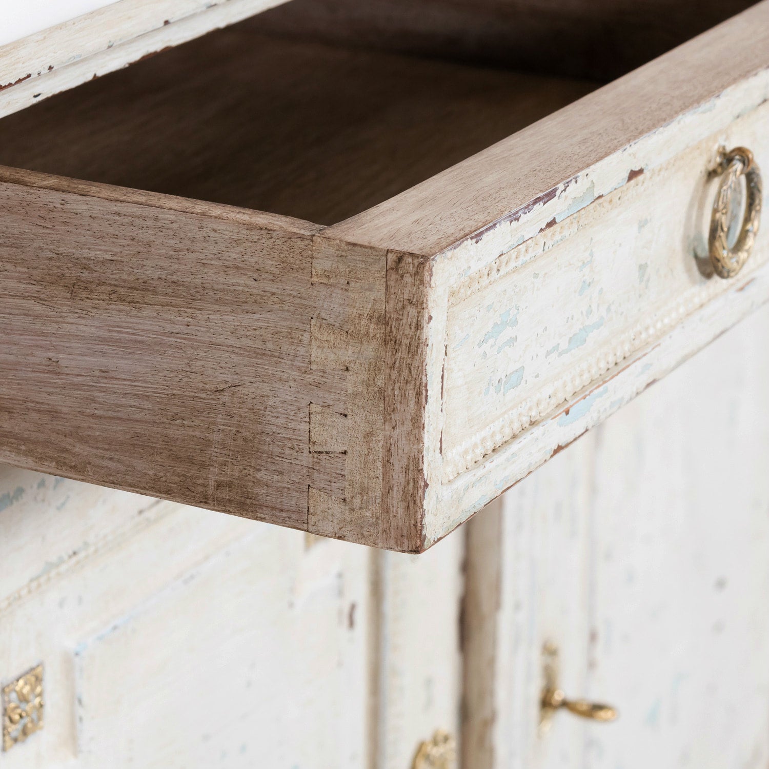 Antique French Painted Louis XVI Style Demilune Enfilade Buffet with Marble Top