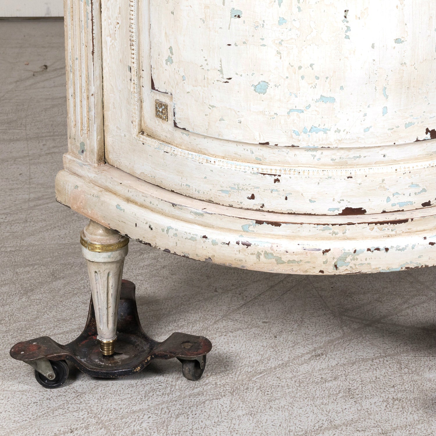 Antique French Painted Louis XVI Style Demilune Enfilade Buffet with Marble Top