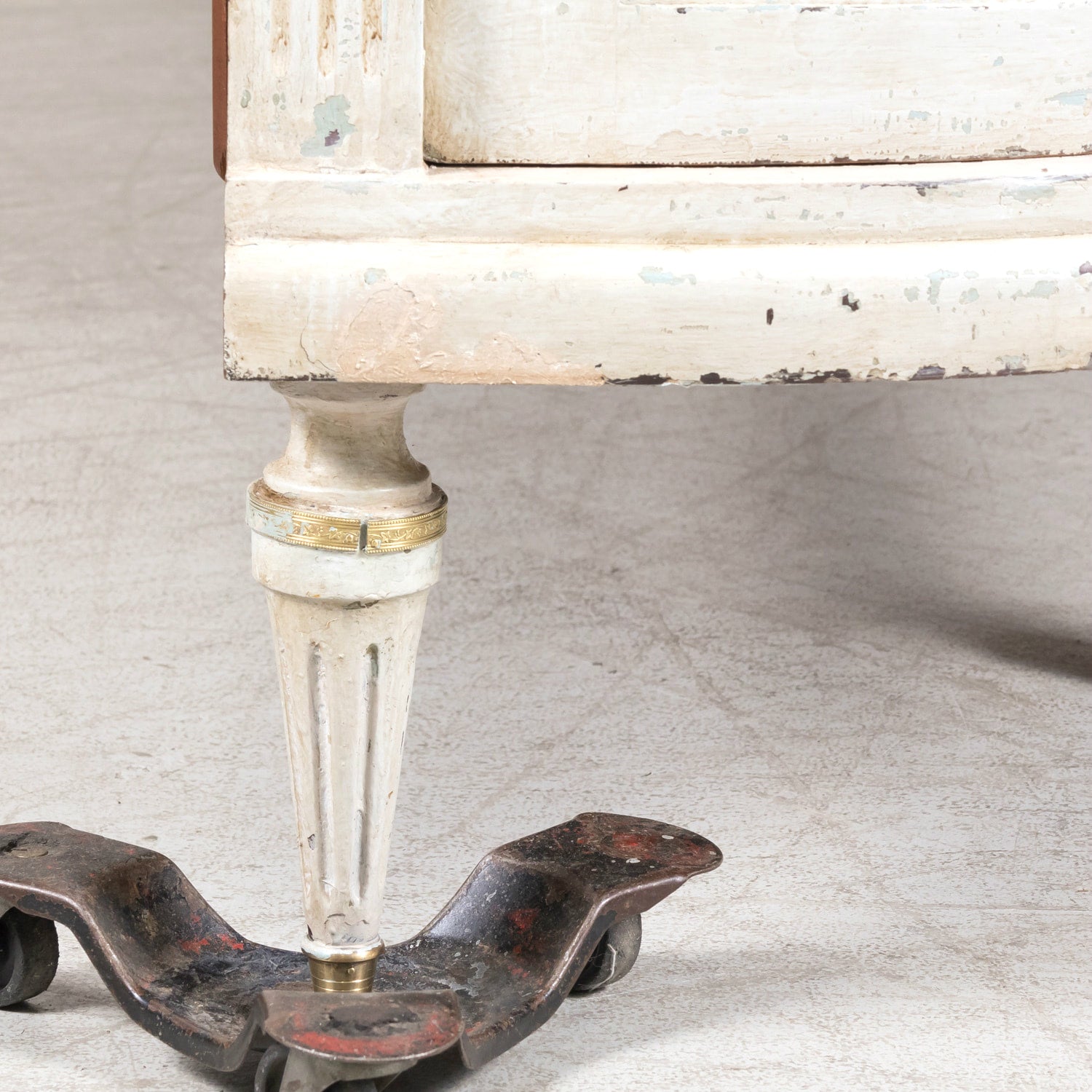 Antique French Painted Louis XVI Style Demilune Enfilade Buffet with Marble Top