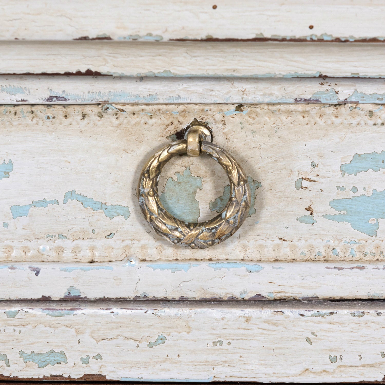 Antique French Painted Louis XVI Style Demilune Enfilade Buffet with Marble Top