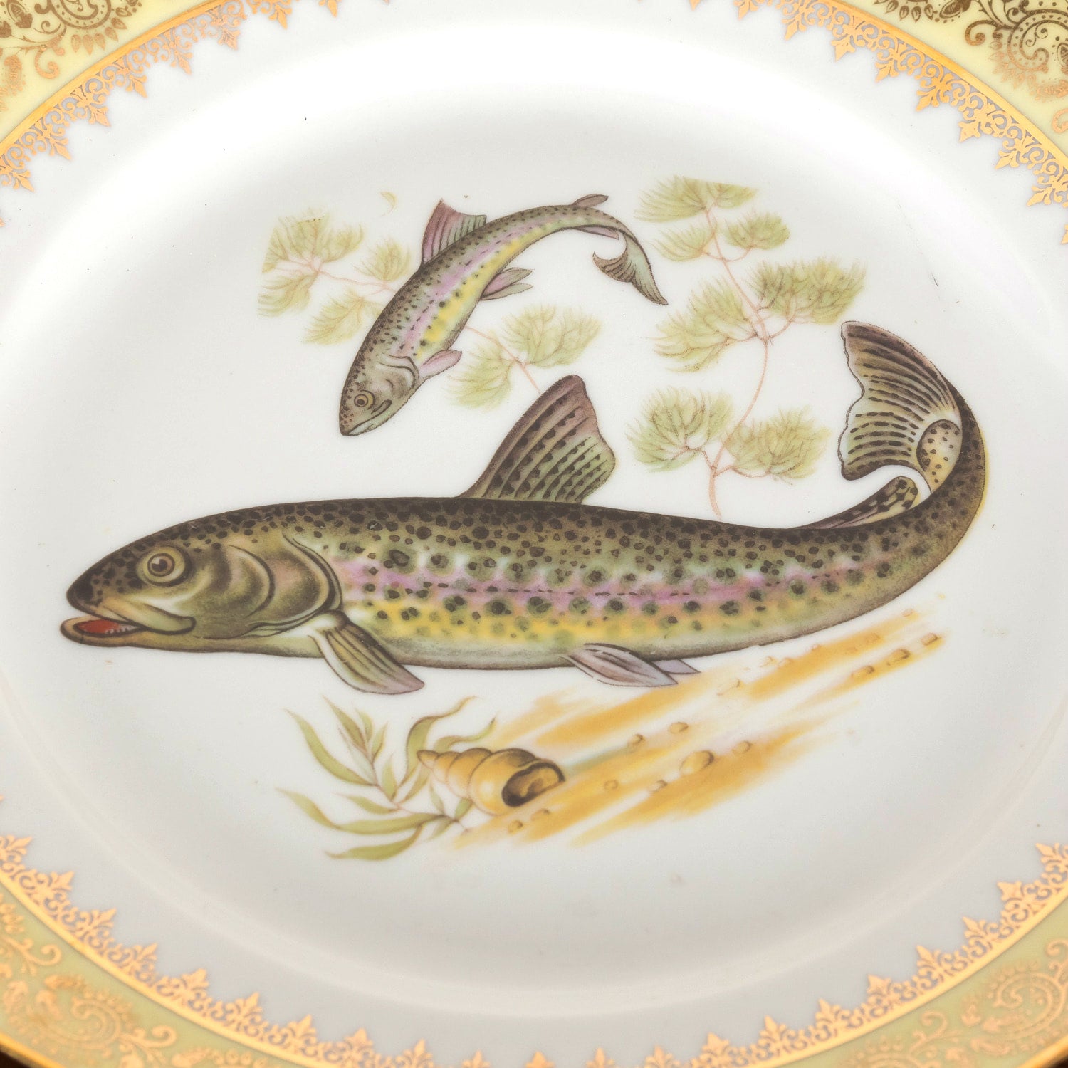 French Limoges Porcelain Fish Service by Chatelaud