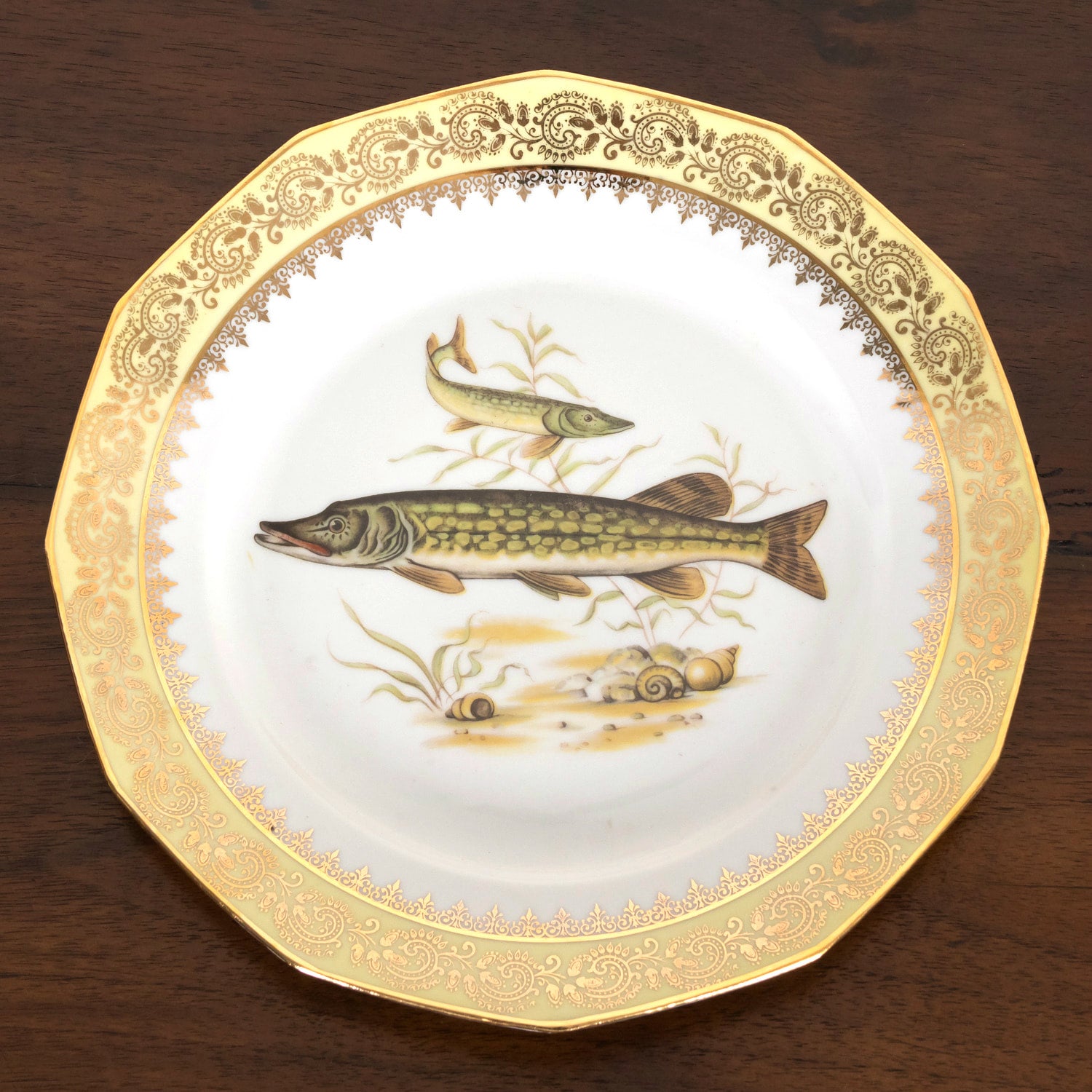 French Limoges Porcelain Fish Service by Chatelaud