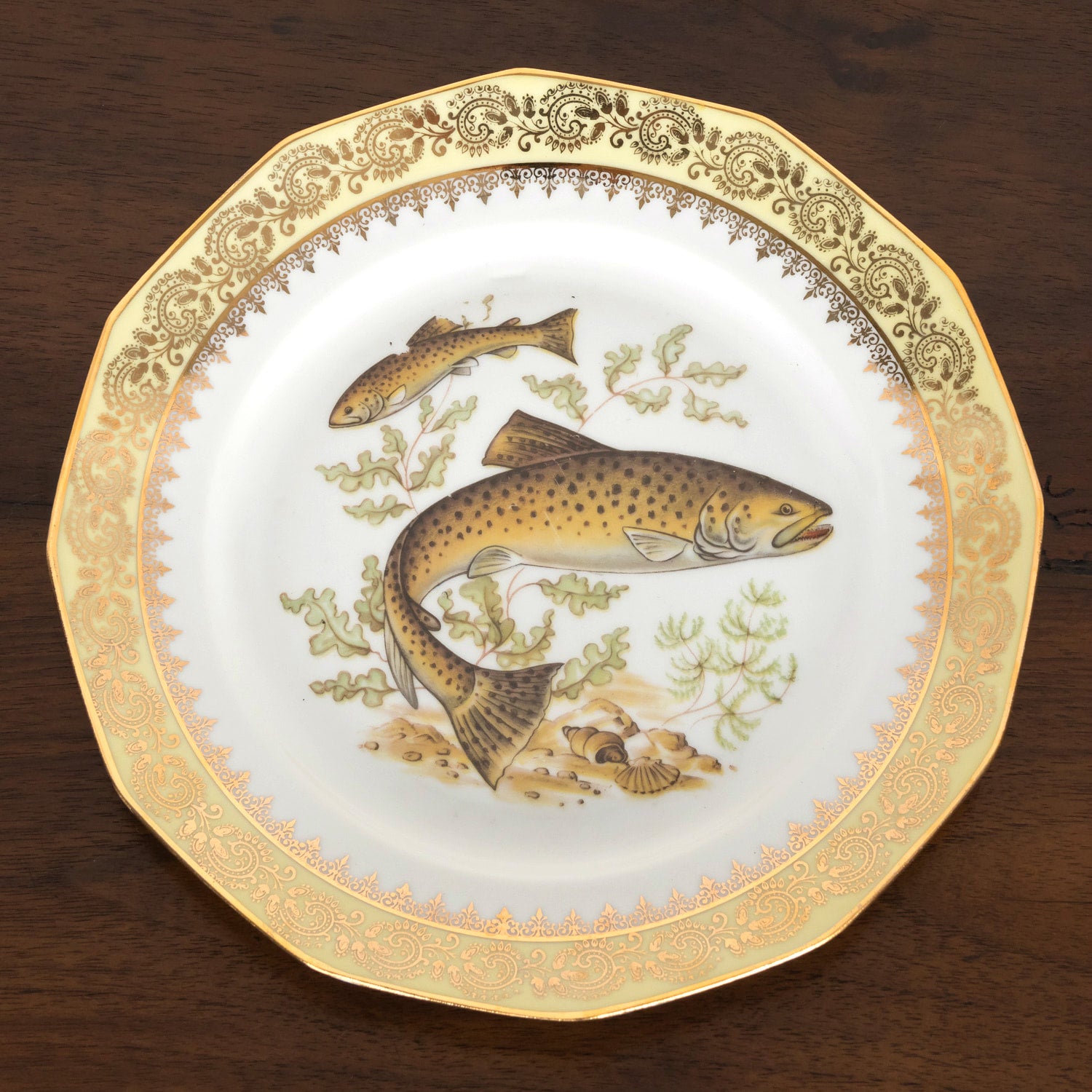 French Limoges Porcelain Fish Service by Chatelaud
