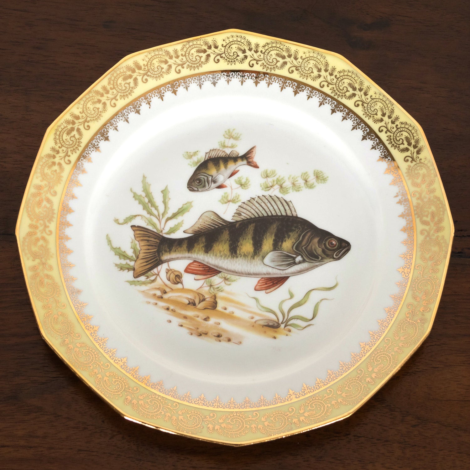 French Limoges Porcelain Fish Service by Chatelaud