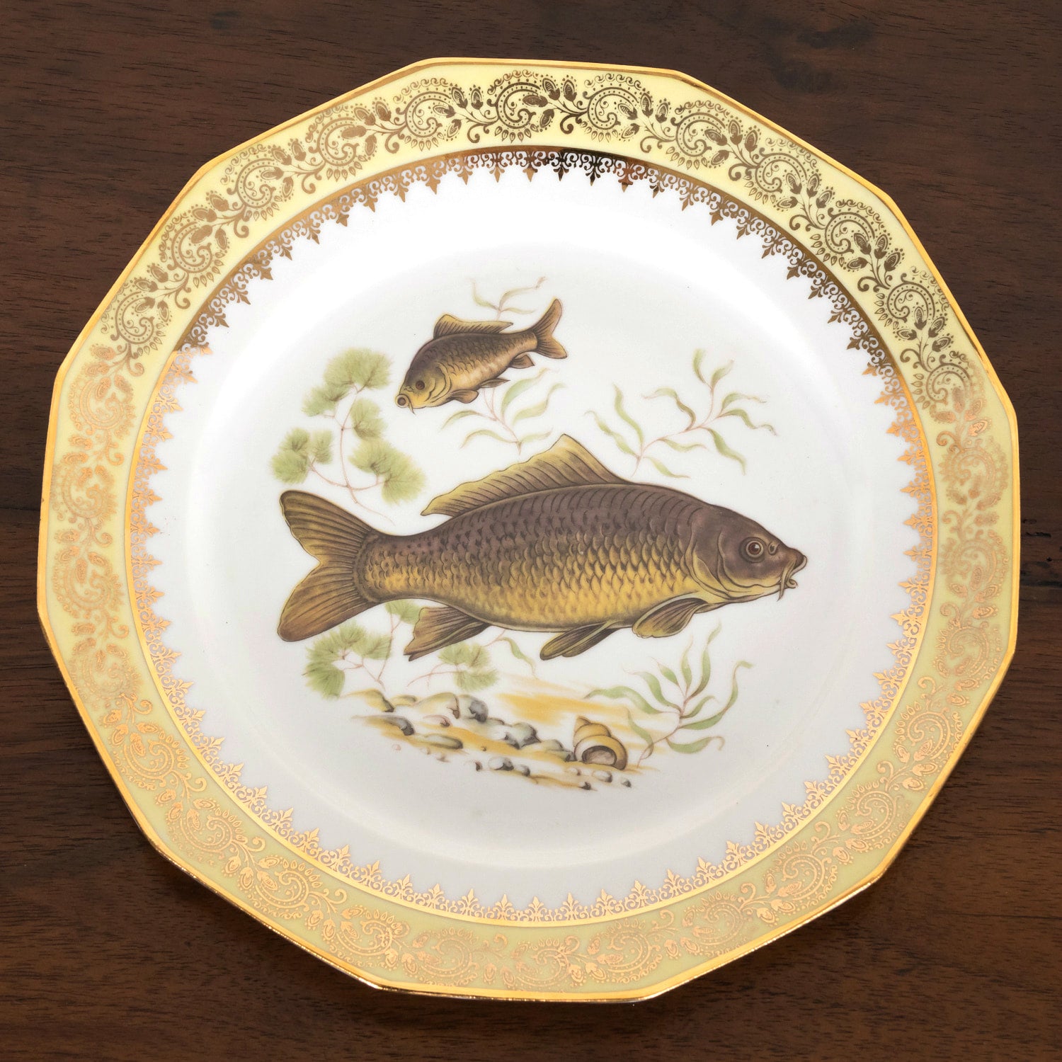 French Limoges Porcelain Fish Service by Chatelaud