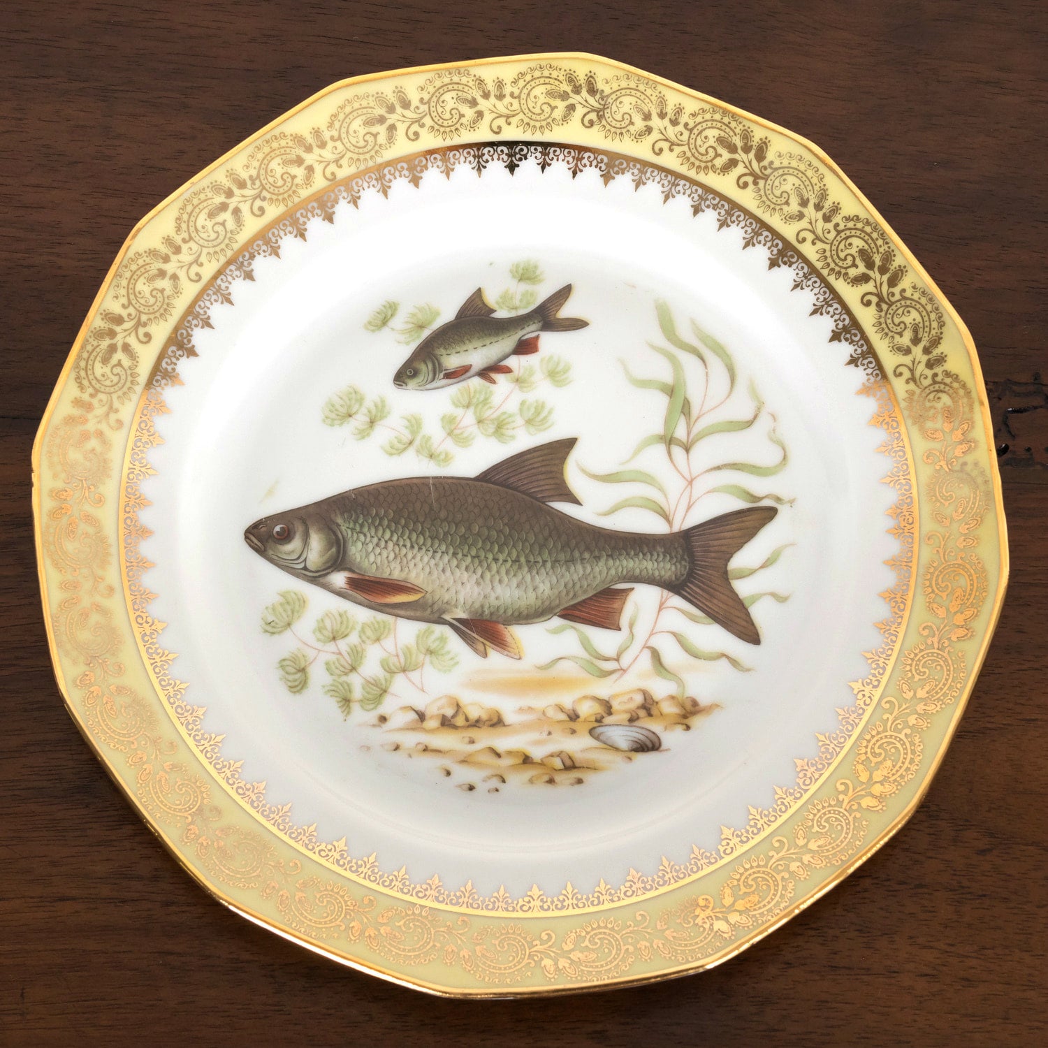 French Limoges Porcelain Fish Service by Chatelaud