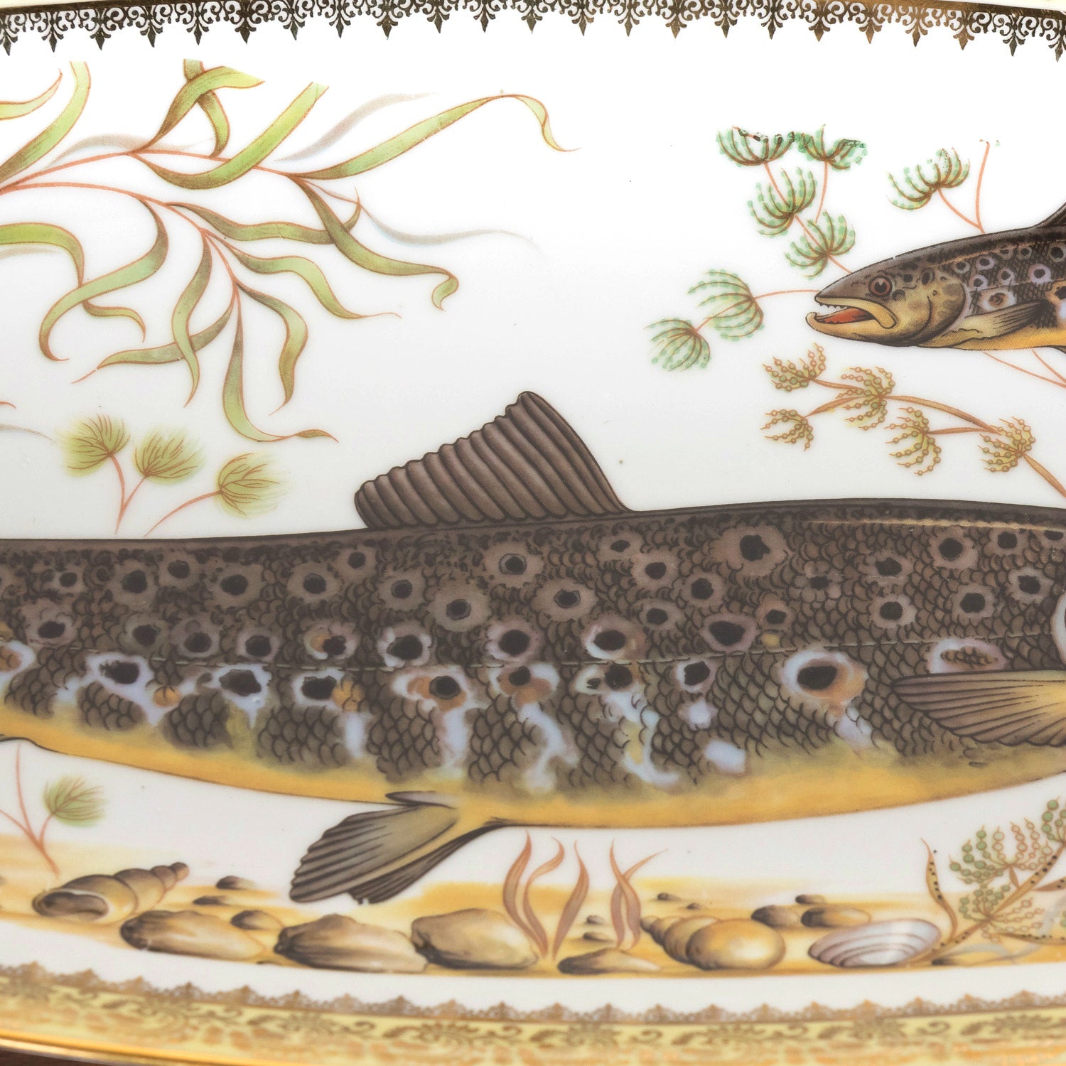 French Limoges Porcelain Fish Service by Chatelaud