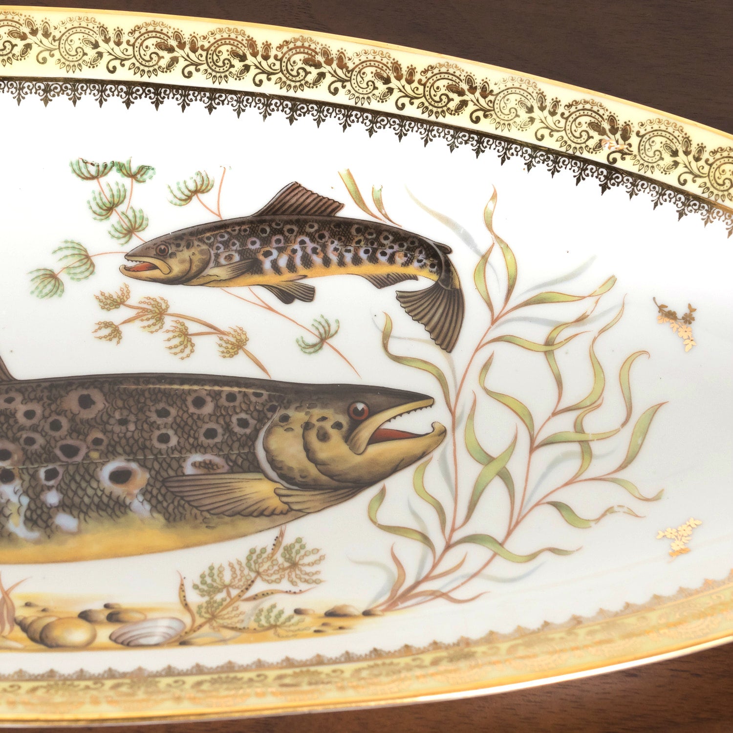 French Limoges Porcelain Fish Service by Chatelaud