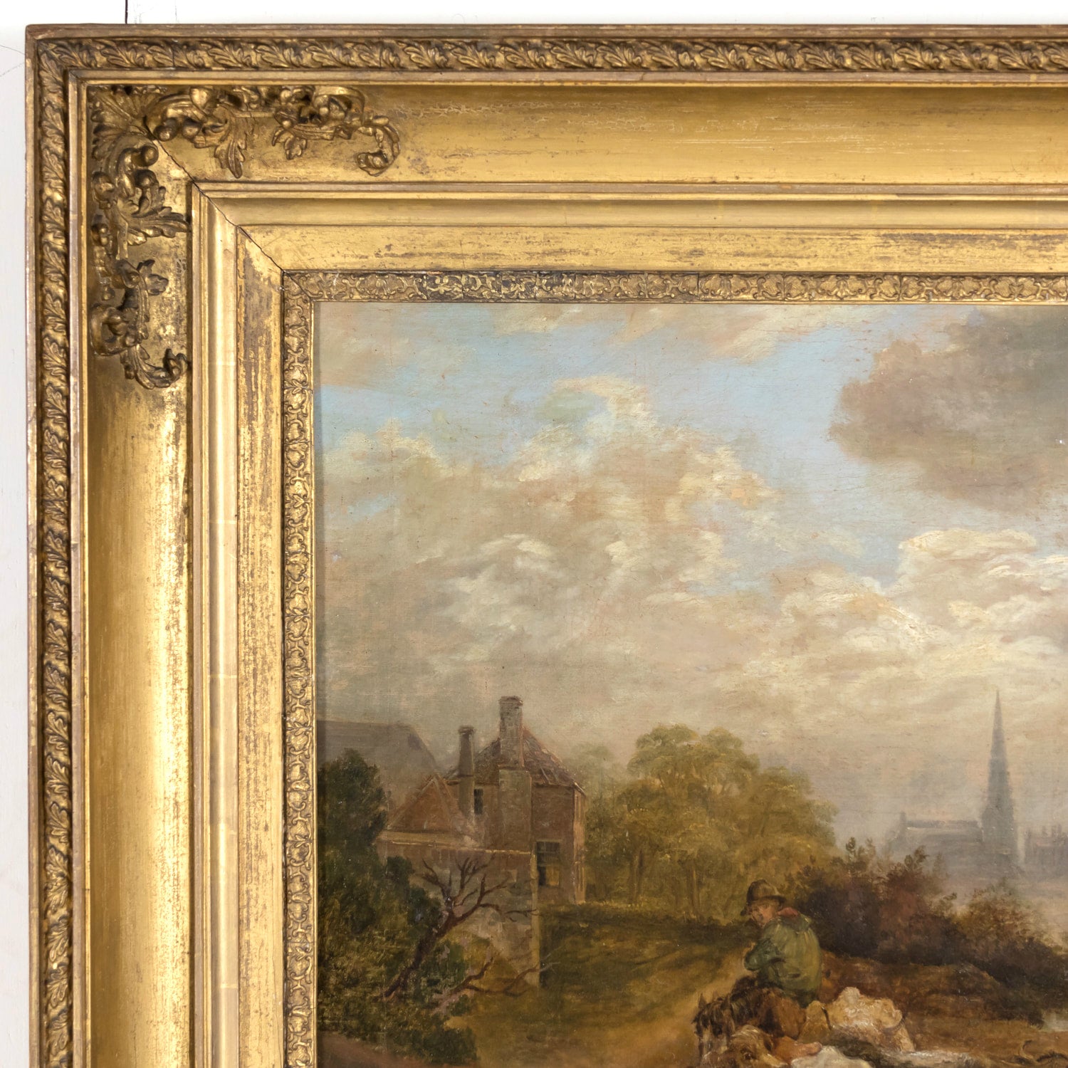 Early 19th Century Large Framed Scottish Landscape Vedute Oil on Canvas by Dutch Master
