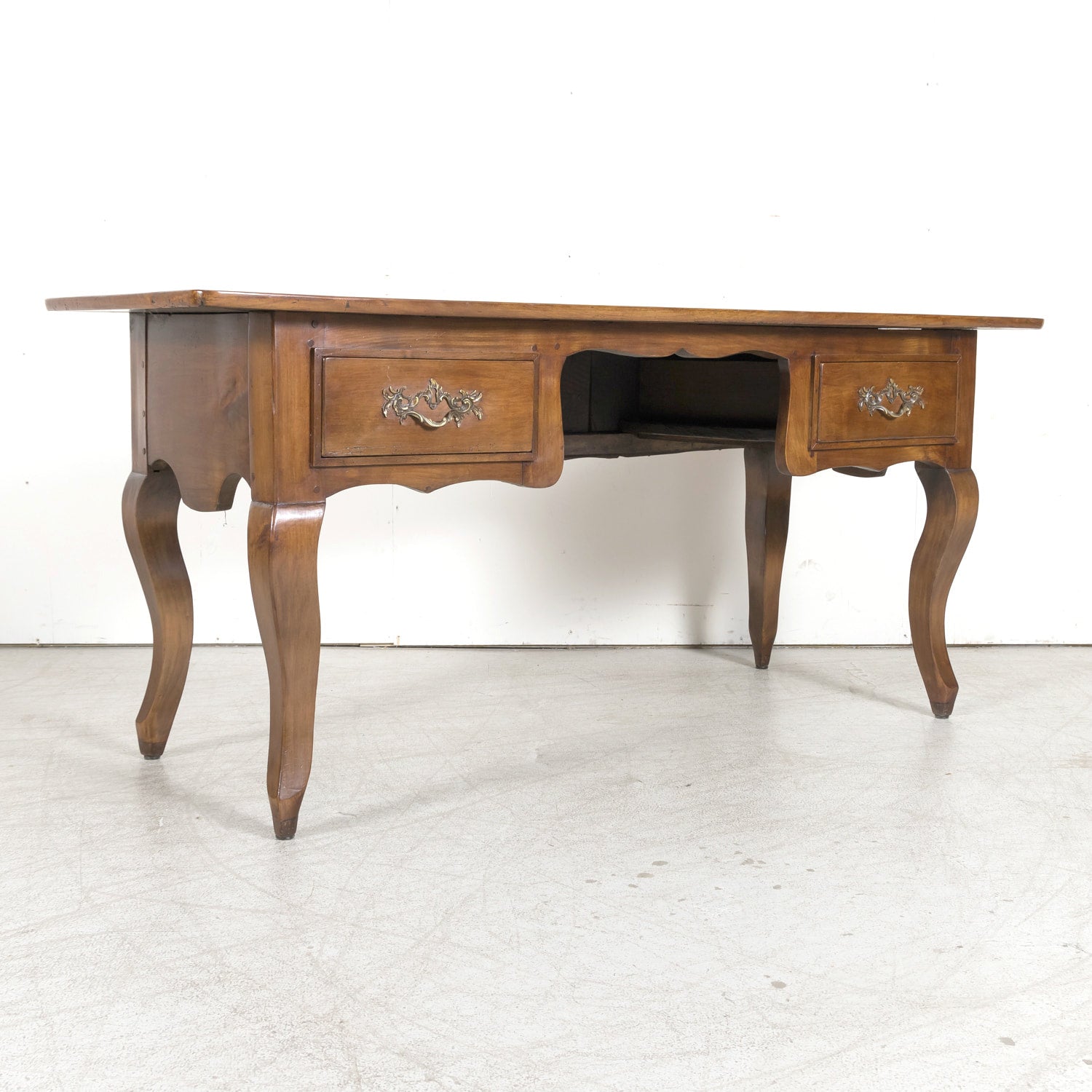 19th Century French Provincial Louis XV Style Cherry Bureau Plat or Writing Desk