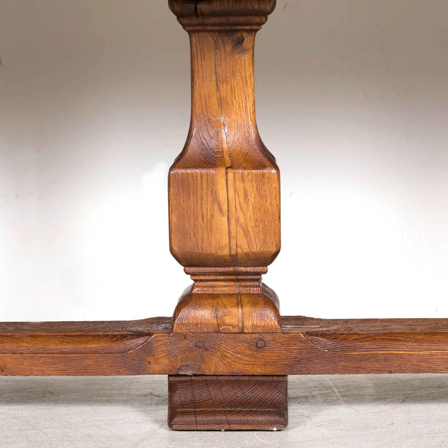 Large 20th Century French Oak Monastery Trestle Dining Table