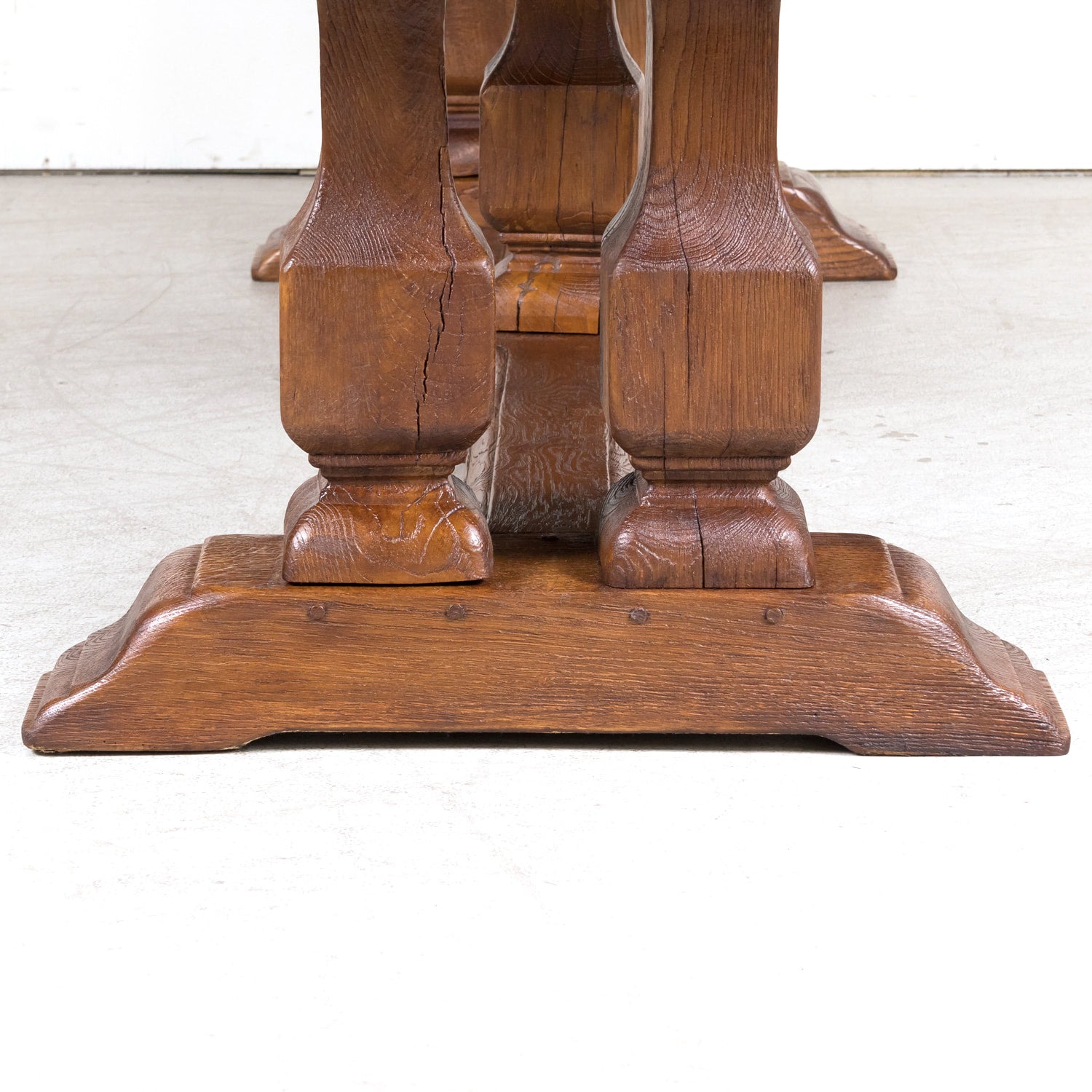 Large 20th Century French Oak Monastery Trestle Dining Table