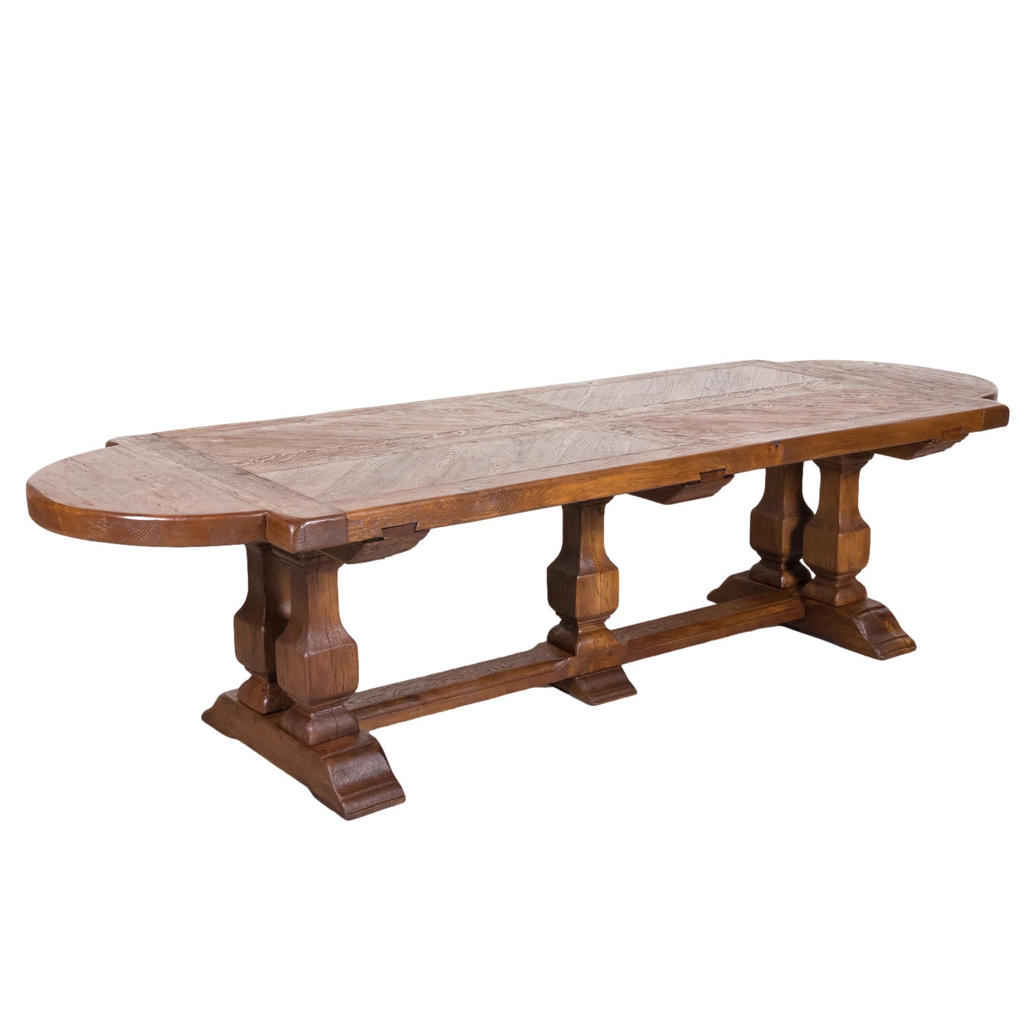 Large 20th Century French Oak Monastery Trestle Dining Table