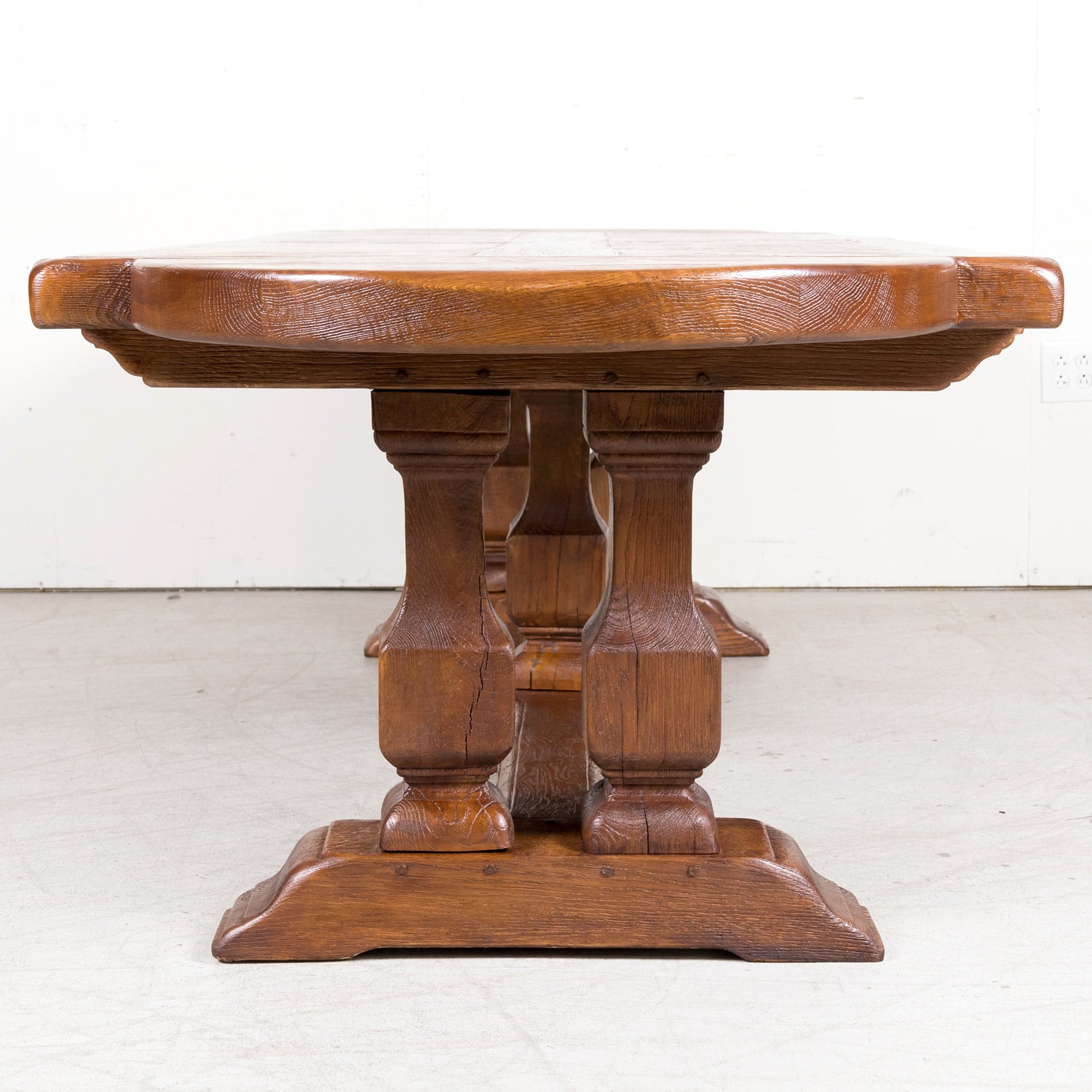 Large 20th Century French Oak Monastery Trestle Dining Table