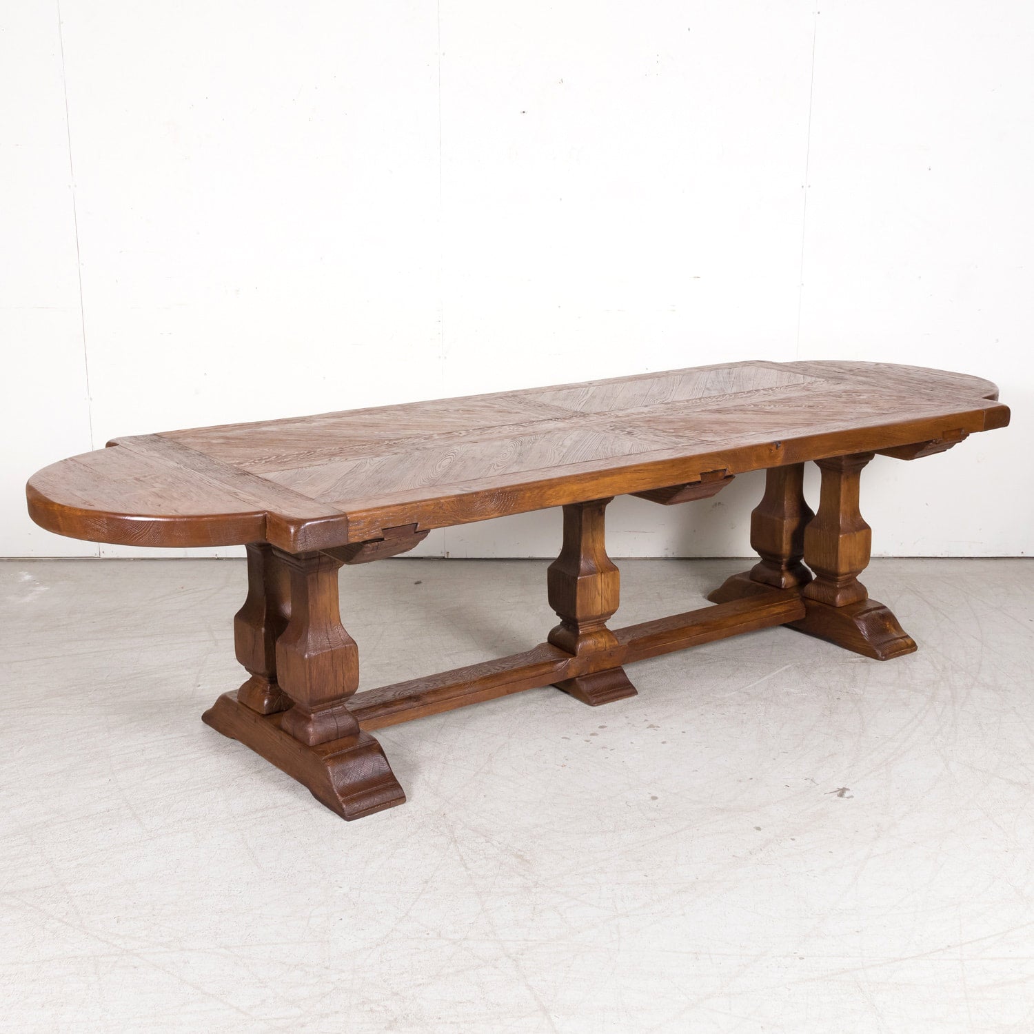 Large 20th Century French Oak Monastery Trestle Dining Table