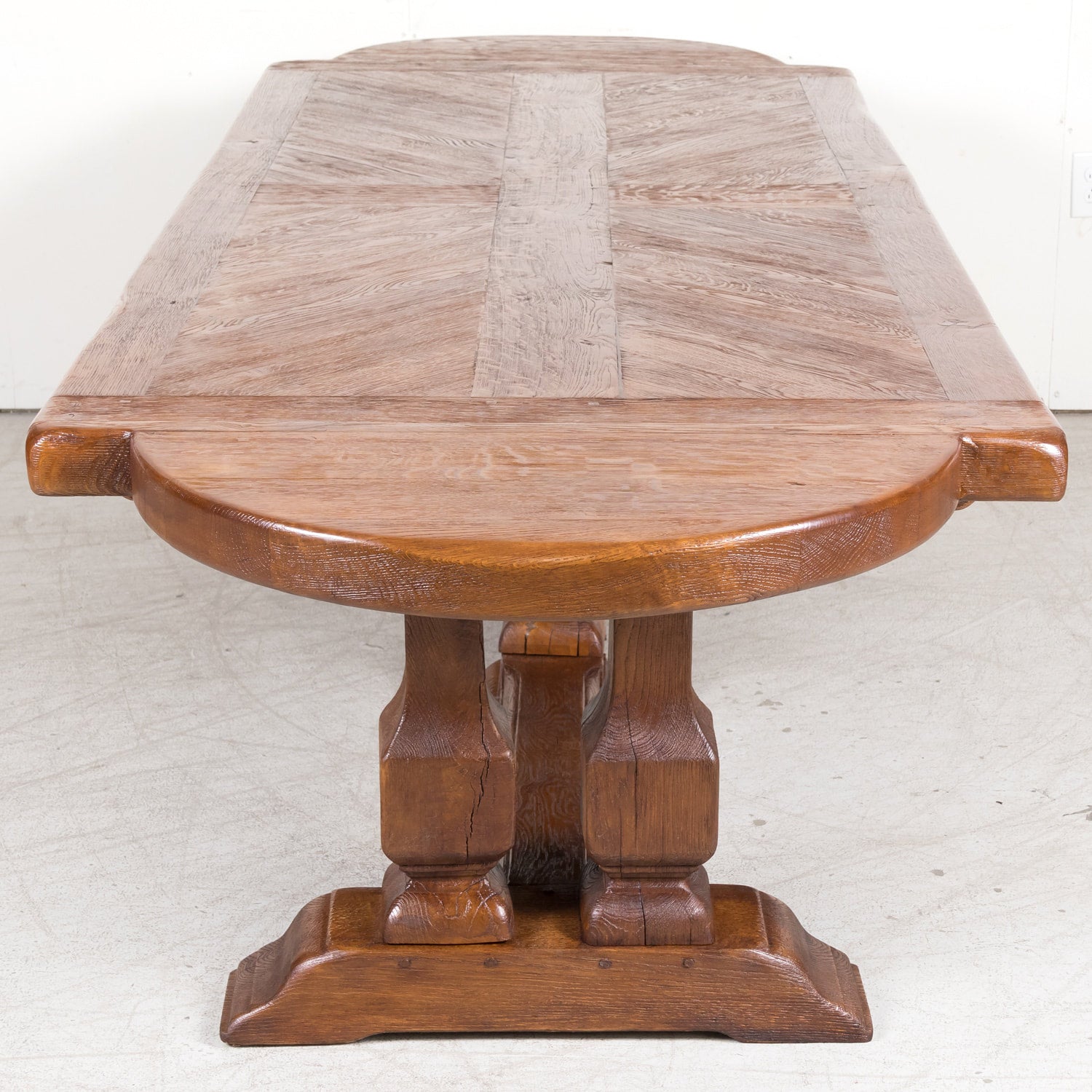 Large 20th Century French Oak Monastery Trestle Dining Table