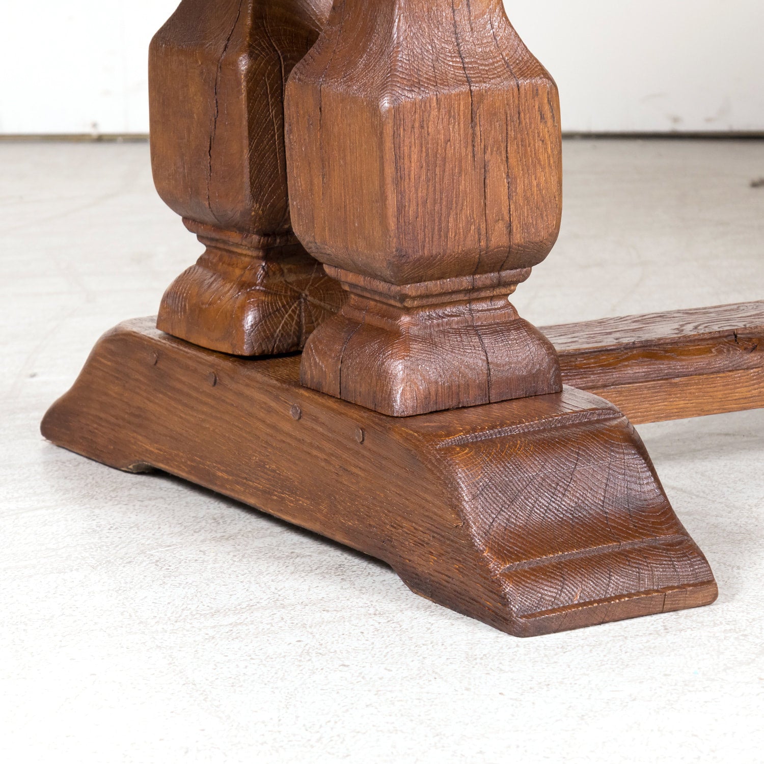 Large 20th Century French Oak Monastery Trestle Dining Table