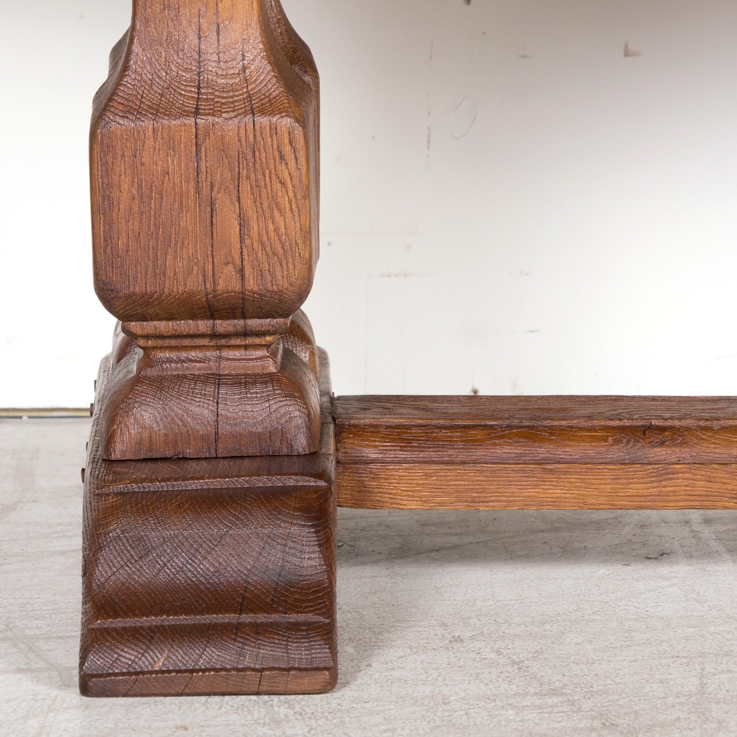 Large 20th Century French Oak Monastery Trestle Dining Table