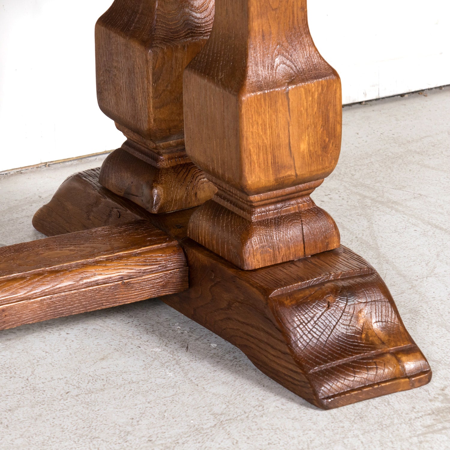 Large 20th Century French Oak Monastery Trestle Dining Table