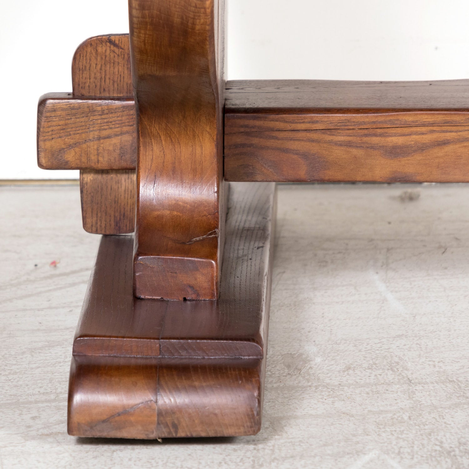 19th Century French Provincial Solid Chestnut Trestle Dining Table