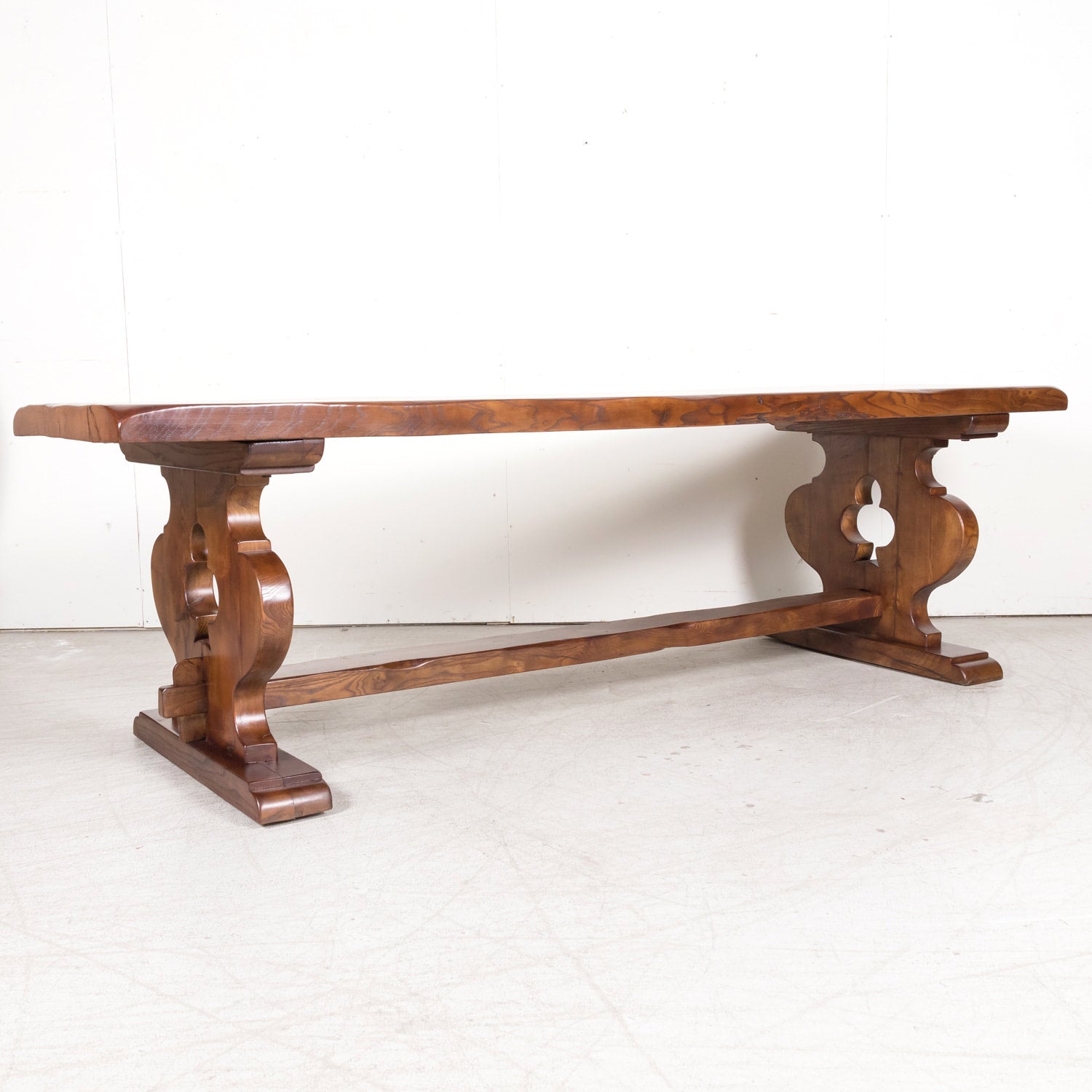 19th Century French Provincial Solid Chestnut Trestle Dining Table