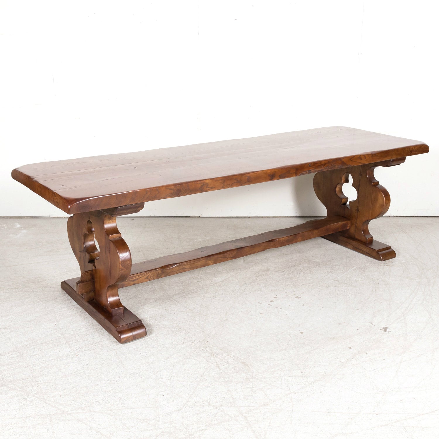 19th Century French Provincial Solid Chestnut Trestle Dining Table
