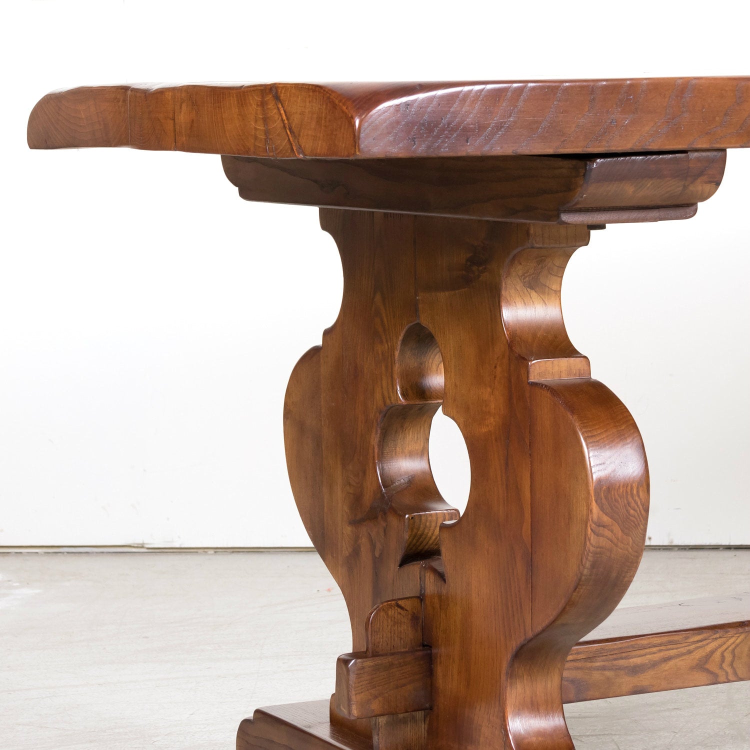 19th Century French Provincial Solid Chestnut Trestle Dining Table