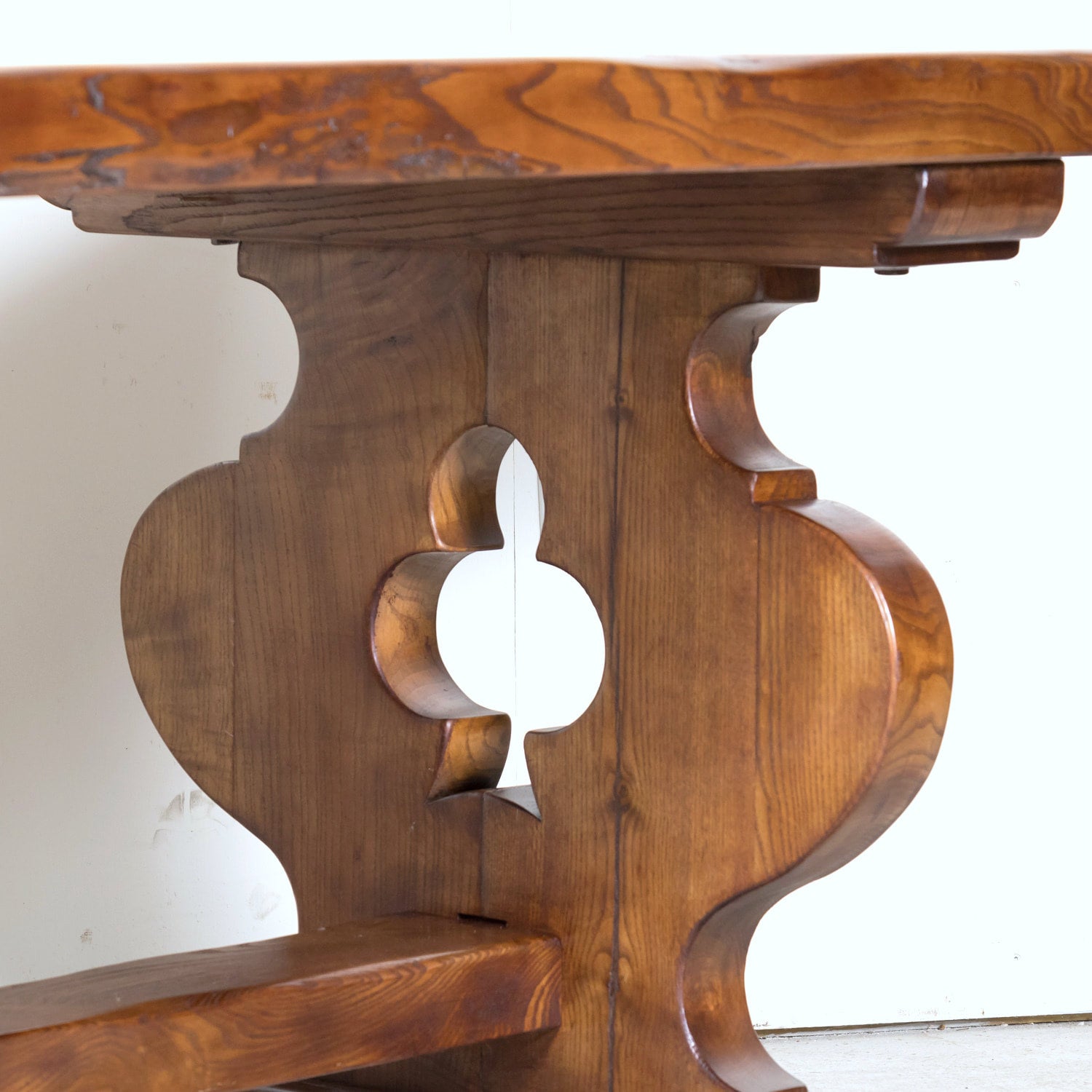 19th Century French Provincial Solid Chestnut Trestle Dining Table