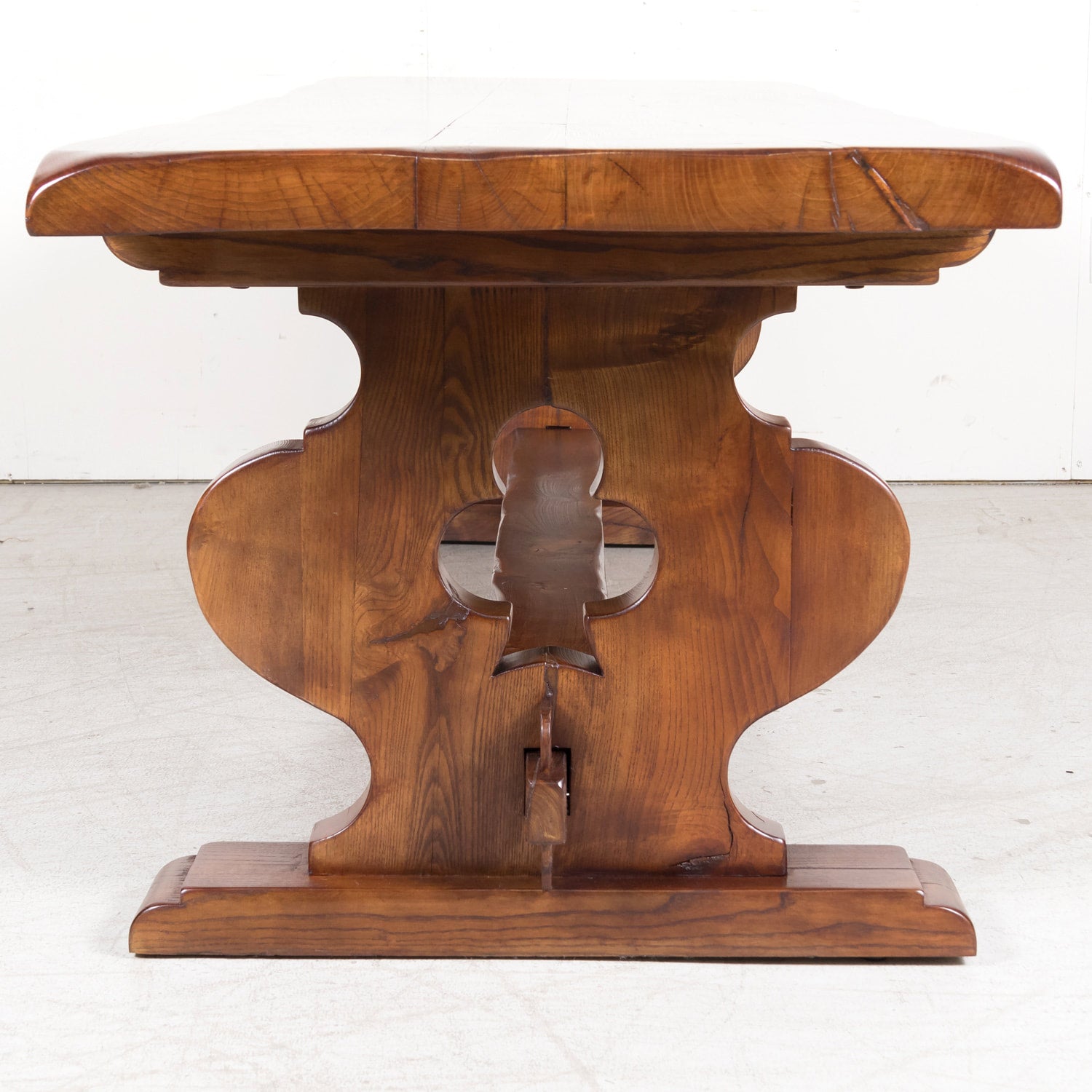 19th Century French Provincial Solid Chestnut Trestle Dining Table