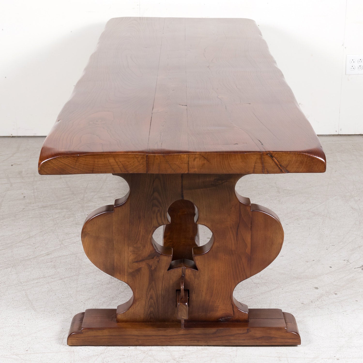 19th Century French Provincial Solid Chestnut Trestle Dining Table