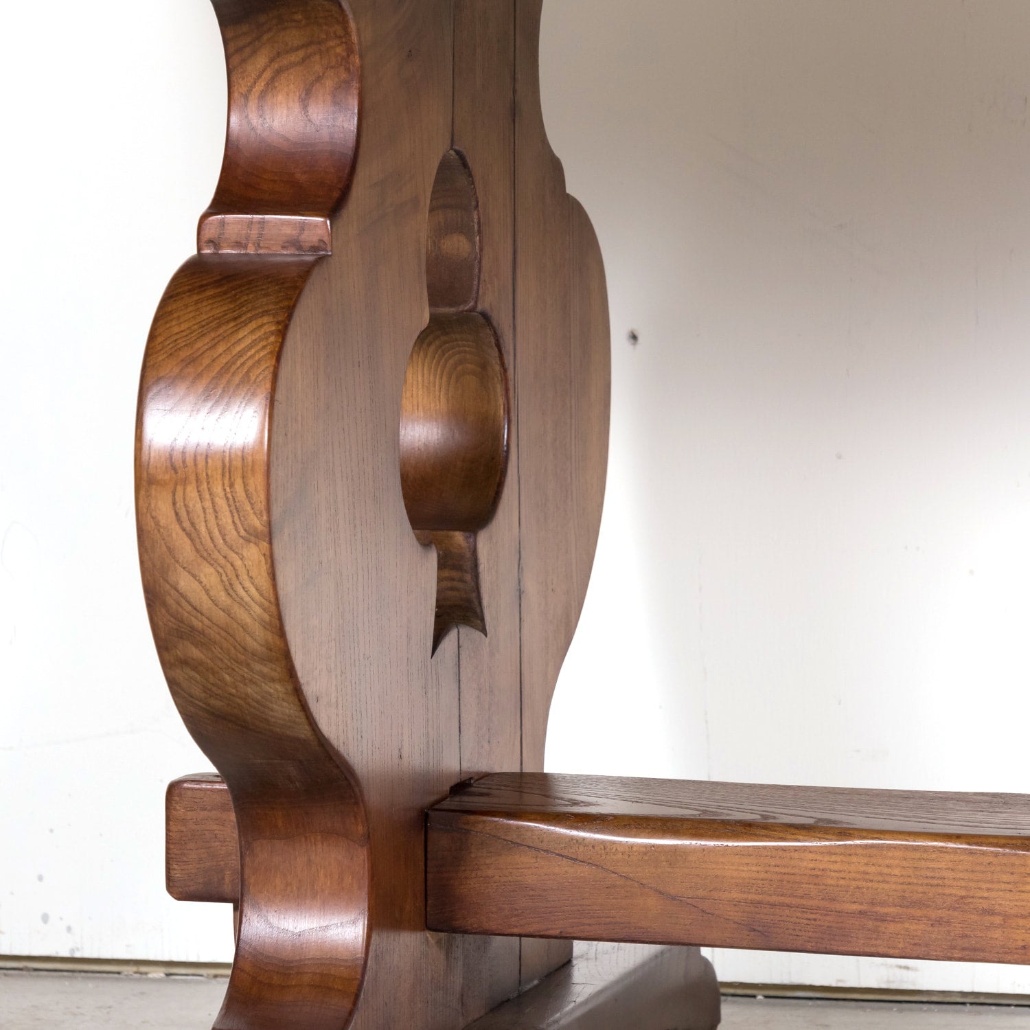 19th Century French Provincial Solid Chestnut Trestle Dining Table