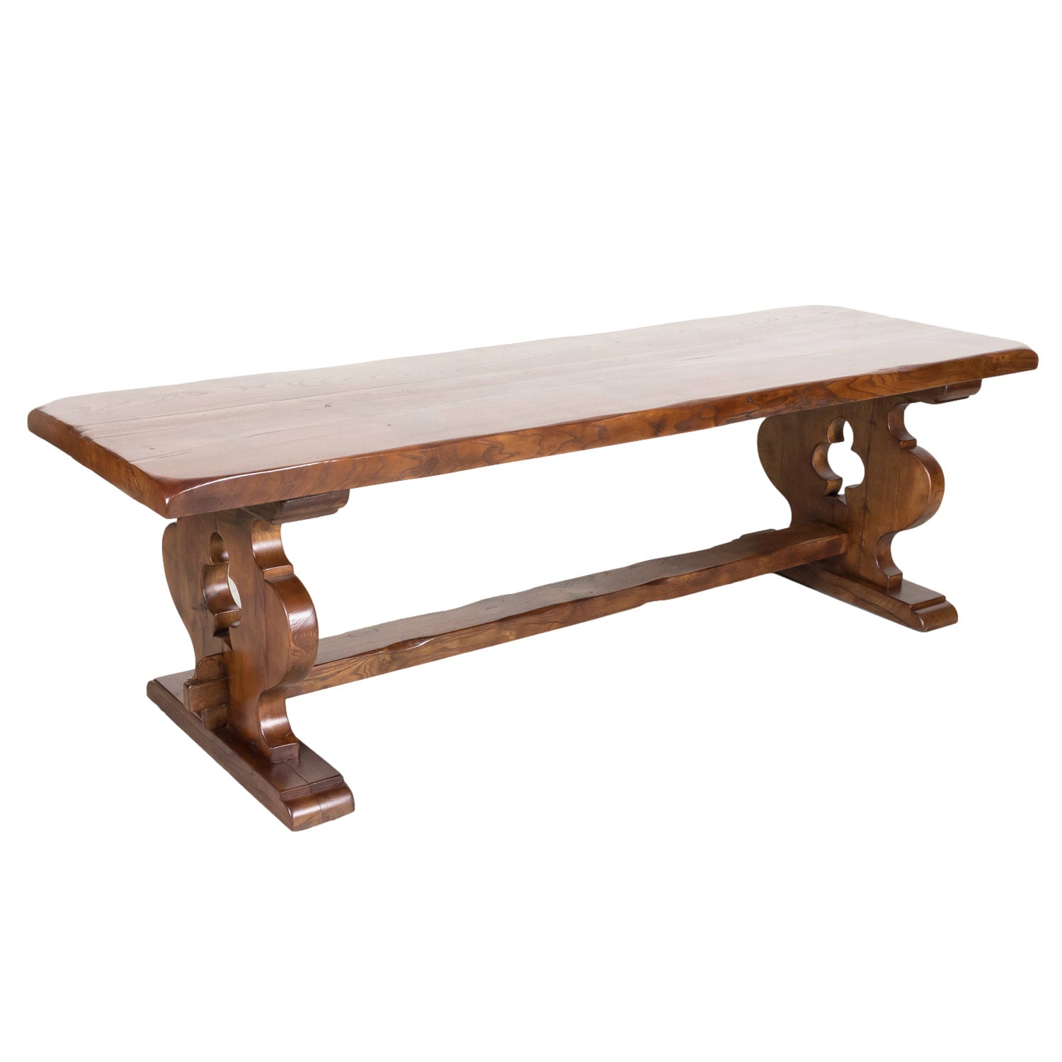 19th Century French Provincial Solid Chestnut Trestle Dining Table