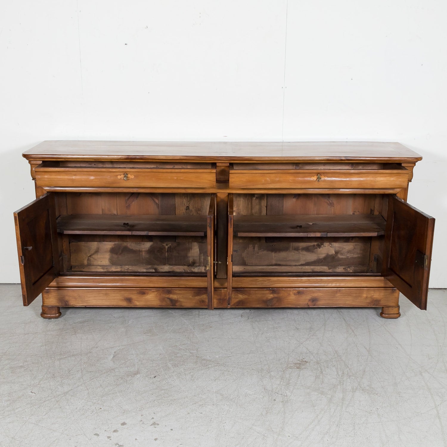 Impressive 19th Century French Louis Philippe Period Four-Door Cherry Wood Enfilade Buffet