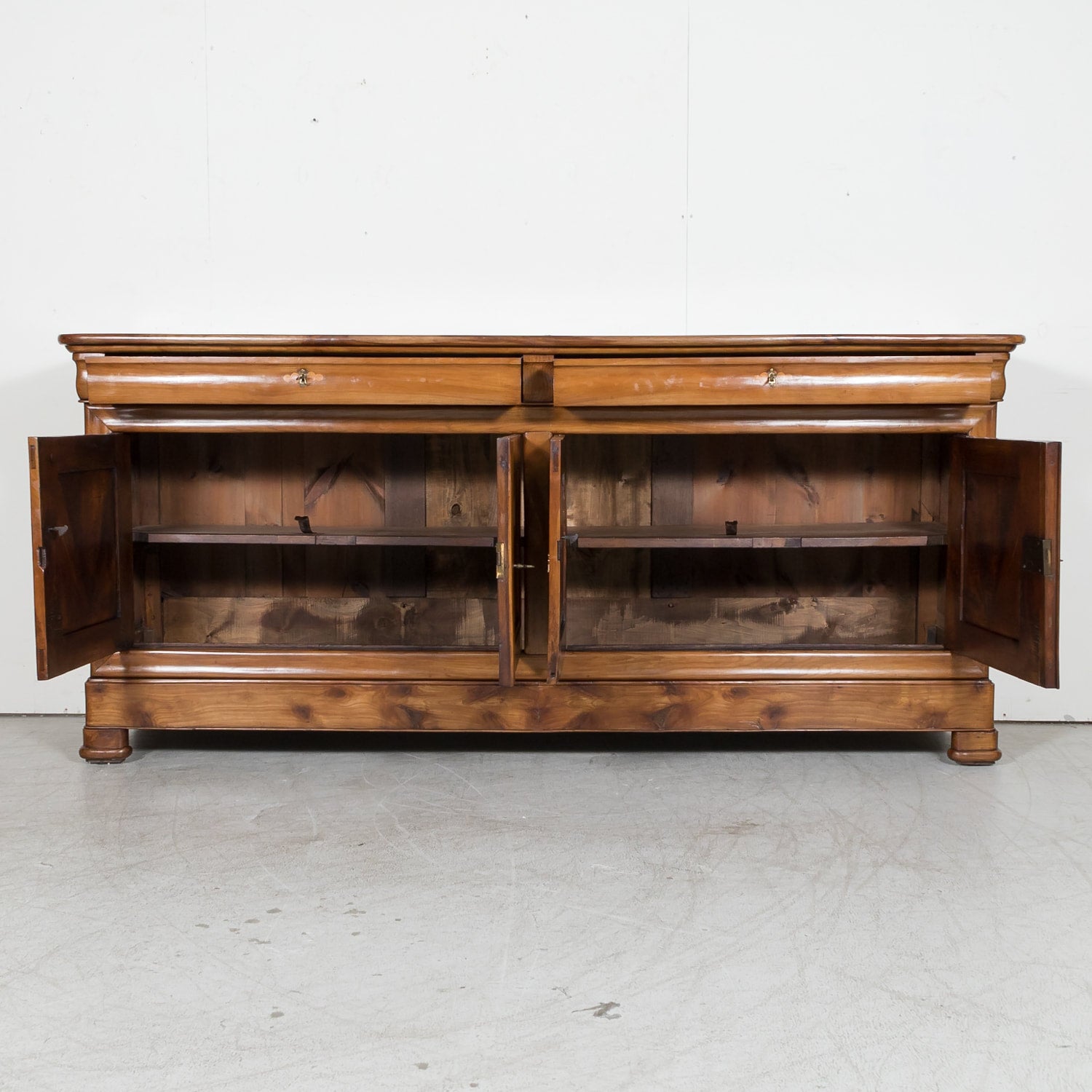 Impressive 19th Century French Louis Philippe Period Four-Door Cherry Wood Enfilade Buffet