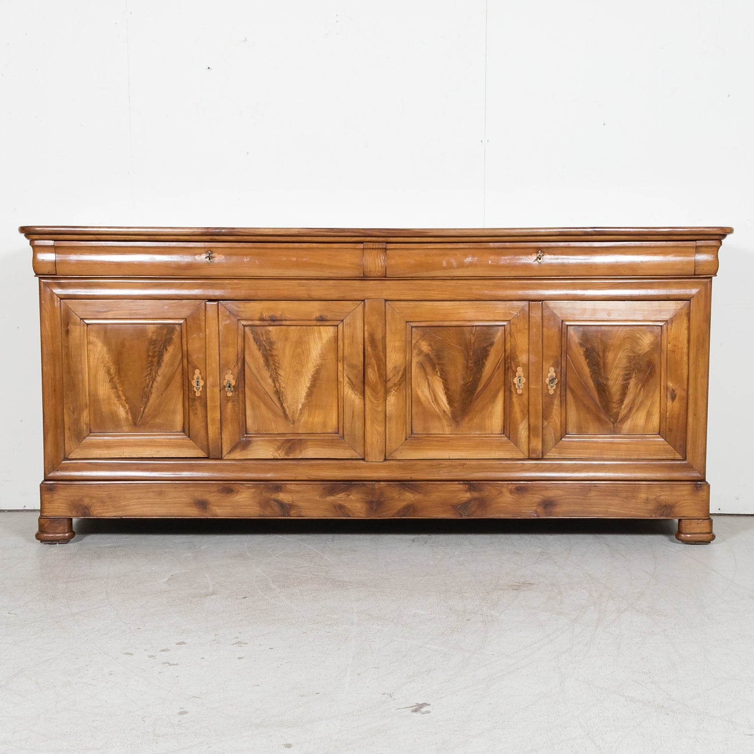 Impressive 19th Century French Louis Philippe Period Four-Door Cherry Wood Enfilade Buffet