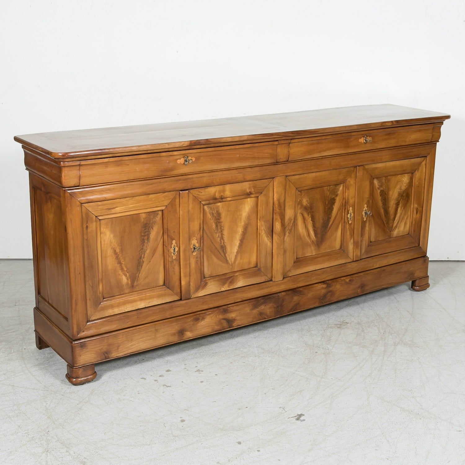 Impressive 19th Century French Louis Philippe Period Four-Door Cherry Wood Enfilade Buffet
