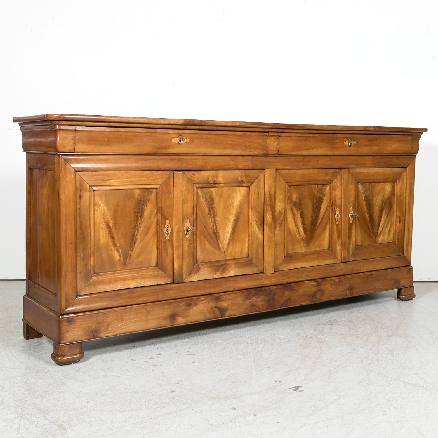 Impressive 19th Century French Louis Philippe Period Four-Door Cherry Wood Enfilade Buffet