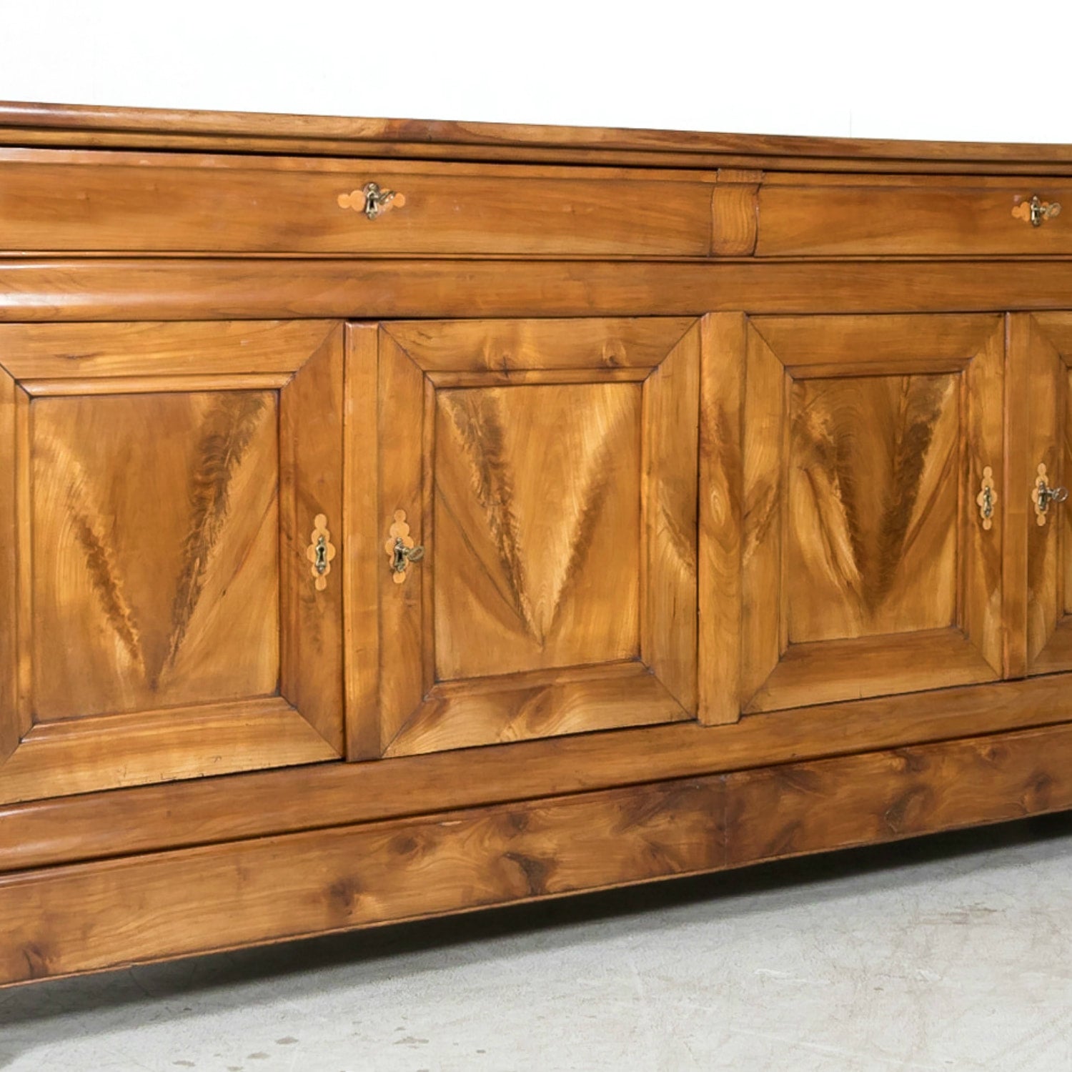 Impressive 19th Century French Louis Philippe Period Four-Door Cherry Wood Enfilade Buffet