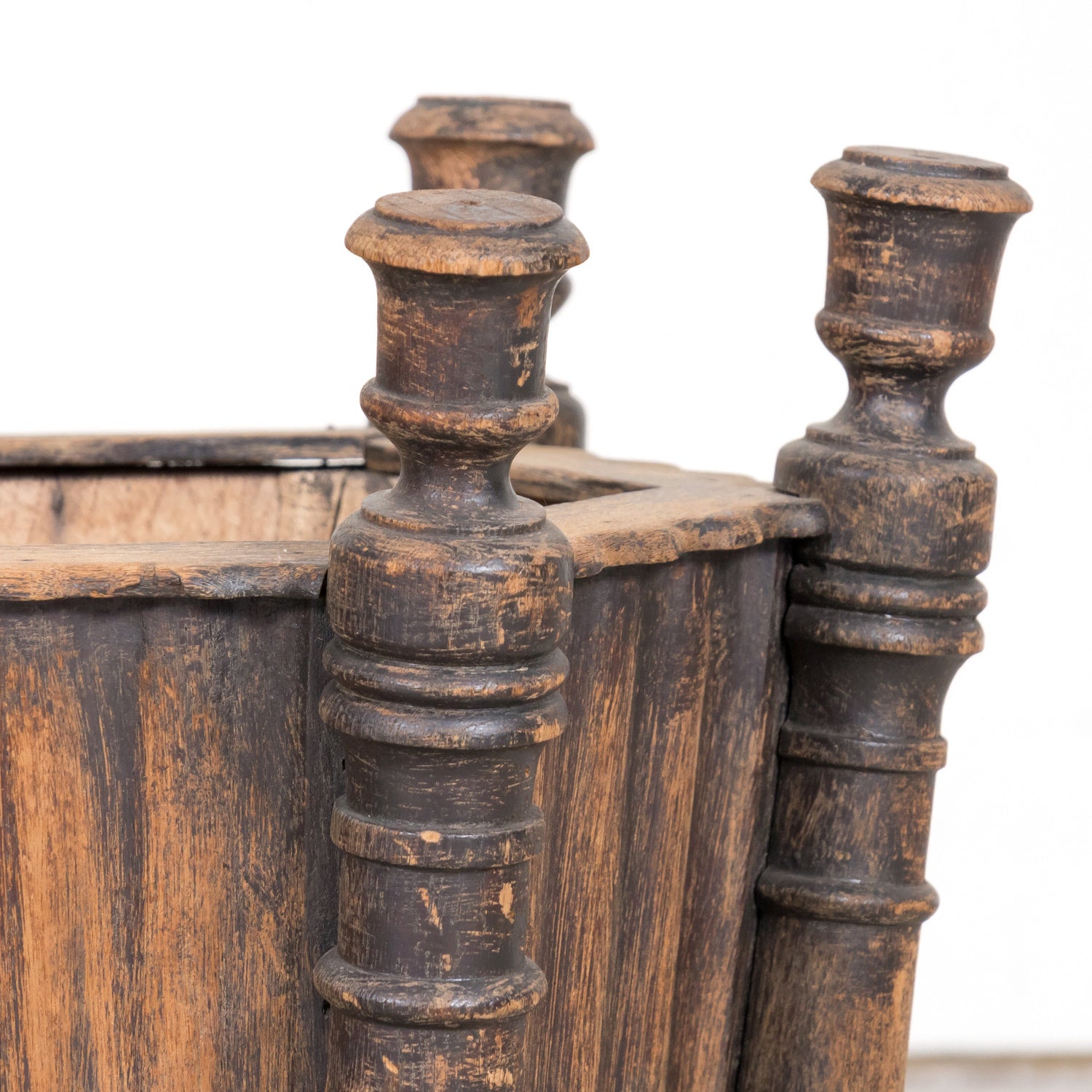 Pair of Antique French Carved Oak Hexagonal Planters or Jardinieres