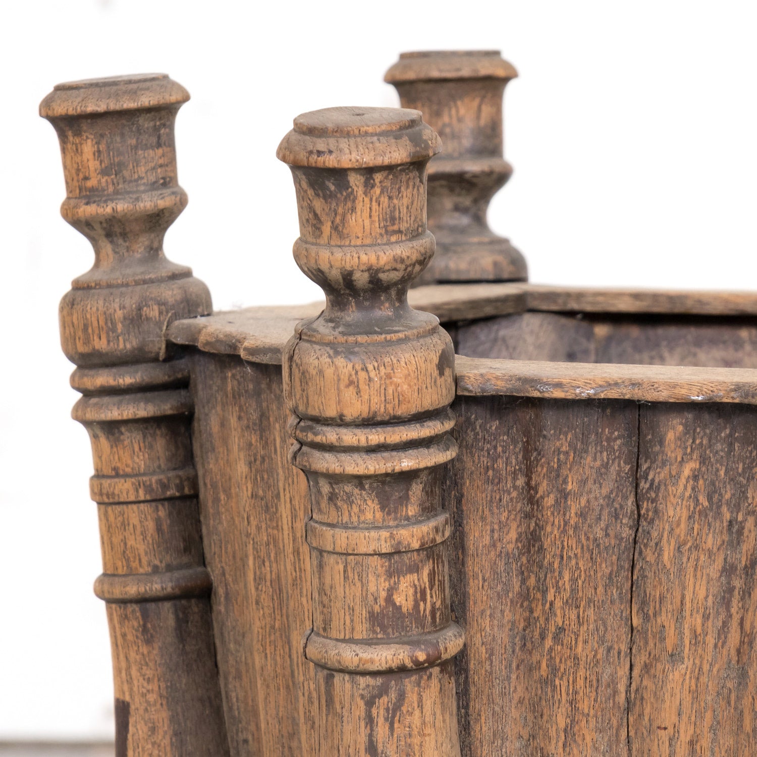 Pair of Antique French Carved Oak Hexagonal Planters or Jardinieres